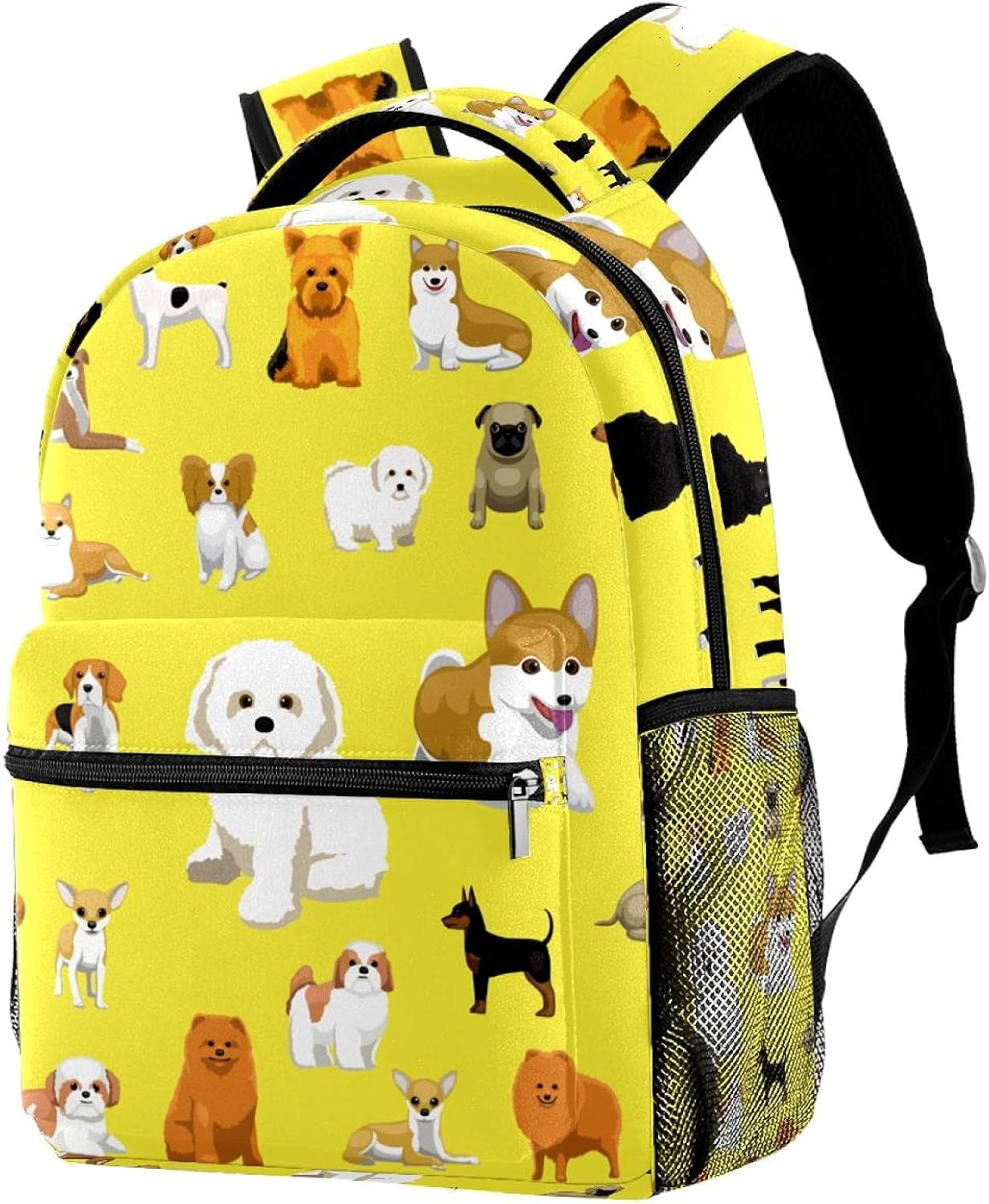 Various Small Dog Breeds Poses Backpack Students Shoulder Bags Travel Bag College School Tote Backpacks image number 2
