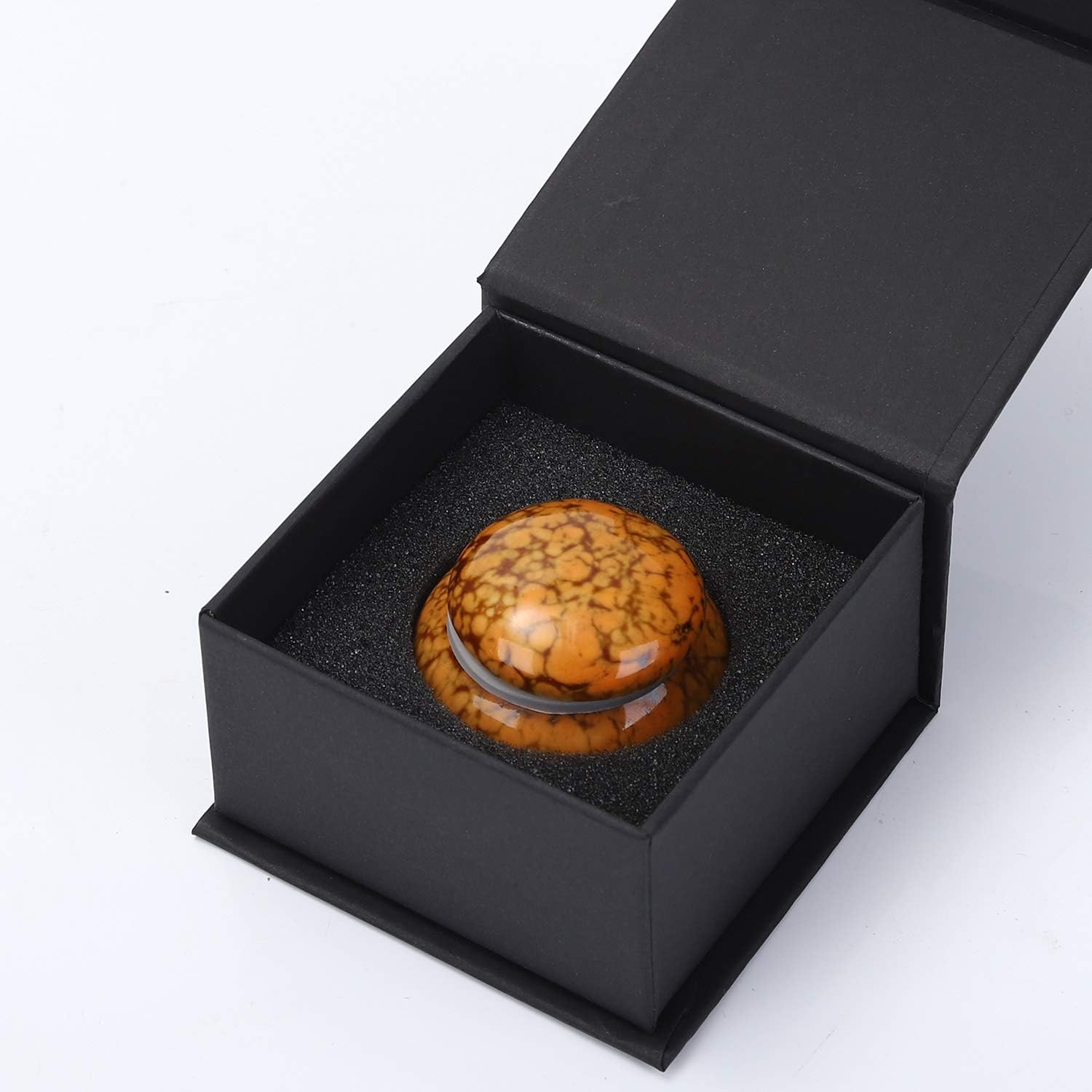 Small Urn for Human Ashes - 1.6'' Handicrafted Urn - Beautiful Tiny Keepsake Urns - Mini Urn Made of Ceramic - Hold 1.2 Cubic Inches of Ashes (Orange) image number 1