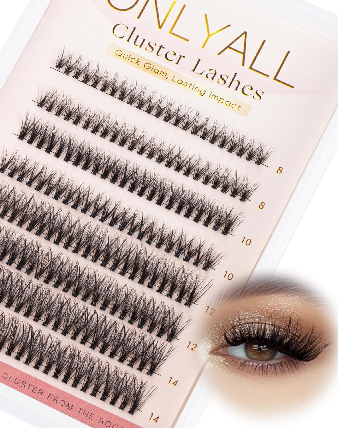 Lashes Clusters Individual Eyelashes Extensions Wispy DIY Eyelash 184Pcs Fluffy Cluster Natural DIY at Home False Lashes Extension 8Mm-14Mm-Glam02 image number 5