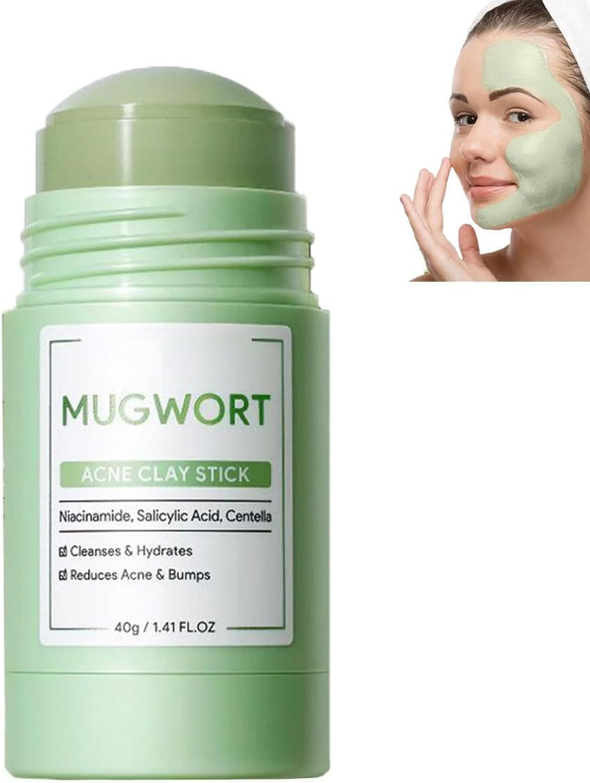 Mugwort Clay Mask Stick for Face, Deep Cleansing Blackheads & Pores, Reduces Excess Oil, Acne Treatment Mud Mask, Moisturizes & Calms Skin with Mugwort Essence, for Men & Women (1PCS) image number 2