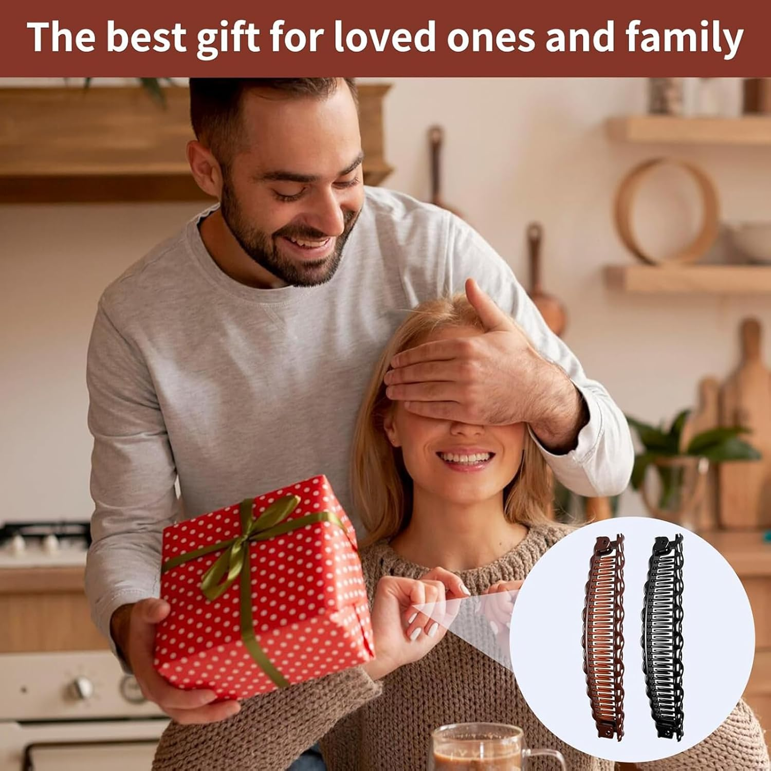 Set of Banana Hair Clips in Black and Brown, Portable Non-Slip Banana Clip, Ponytail Hair Clip for Women and Girls, Thin Thick Hair, Fashionable Hairstyles and Hair Styling image number 2