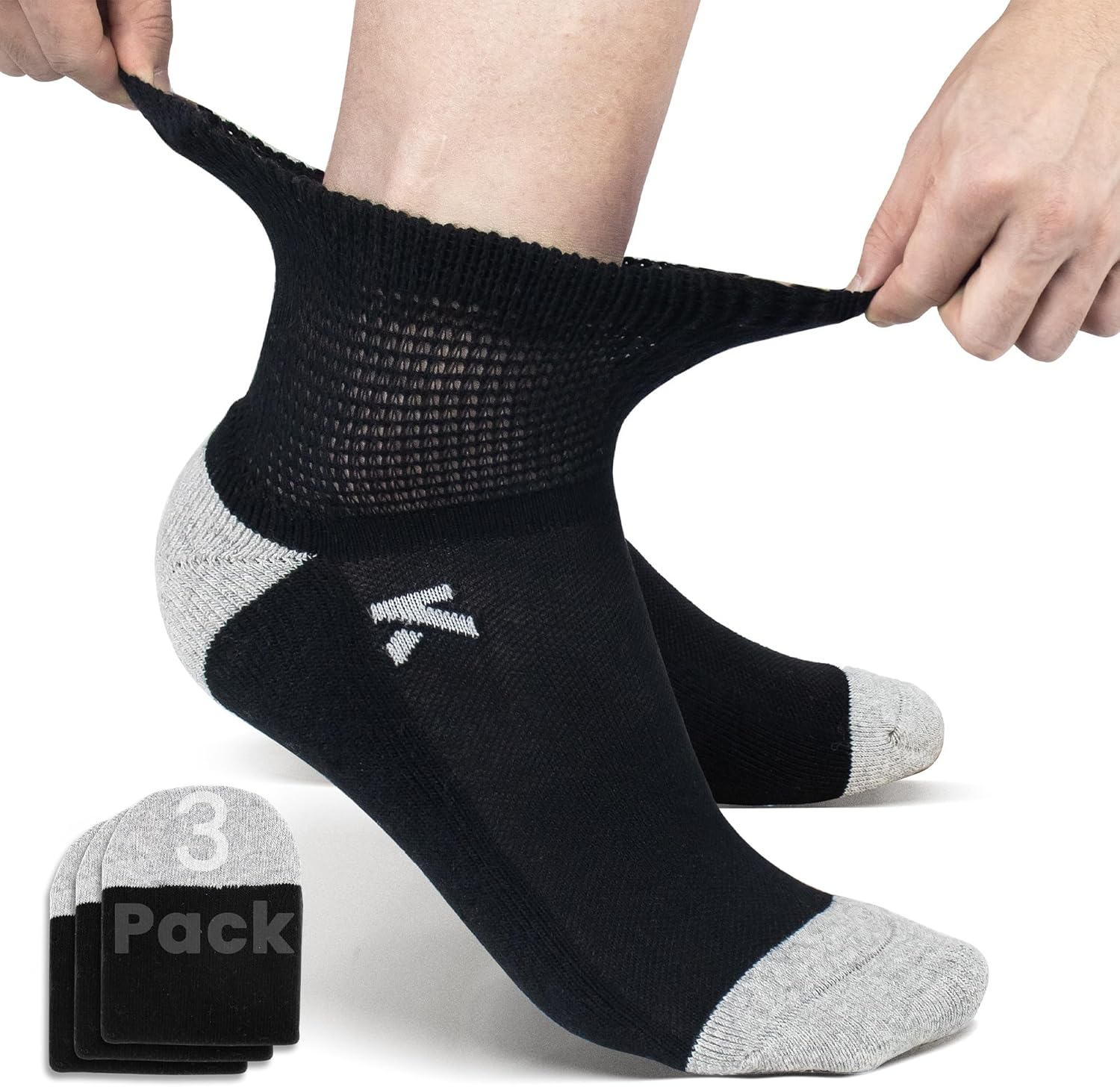 Diabetic Socks with Cushioned Sole | Combed Cotton | Non-Binding & Seamless | for Daily Wear & Sports | 3-Pack Ankle Height