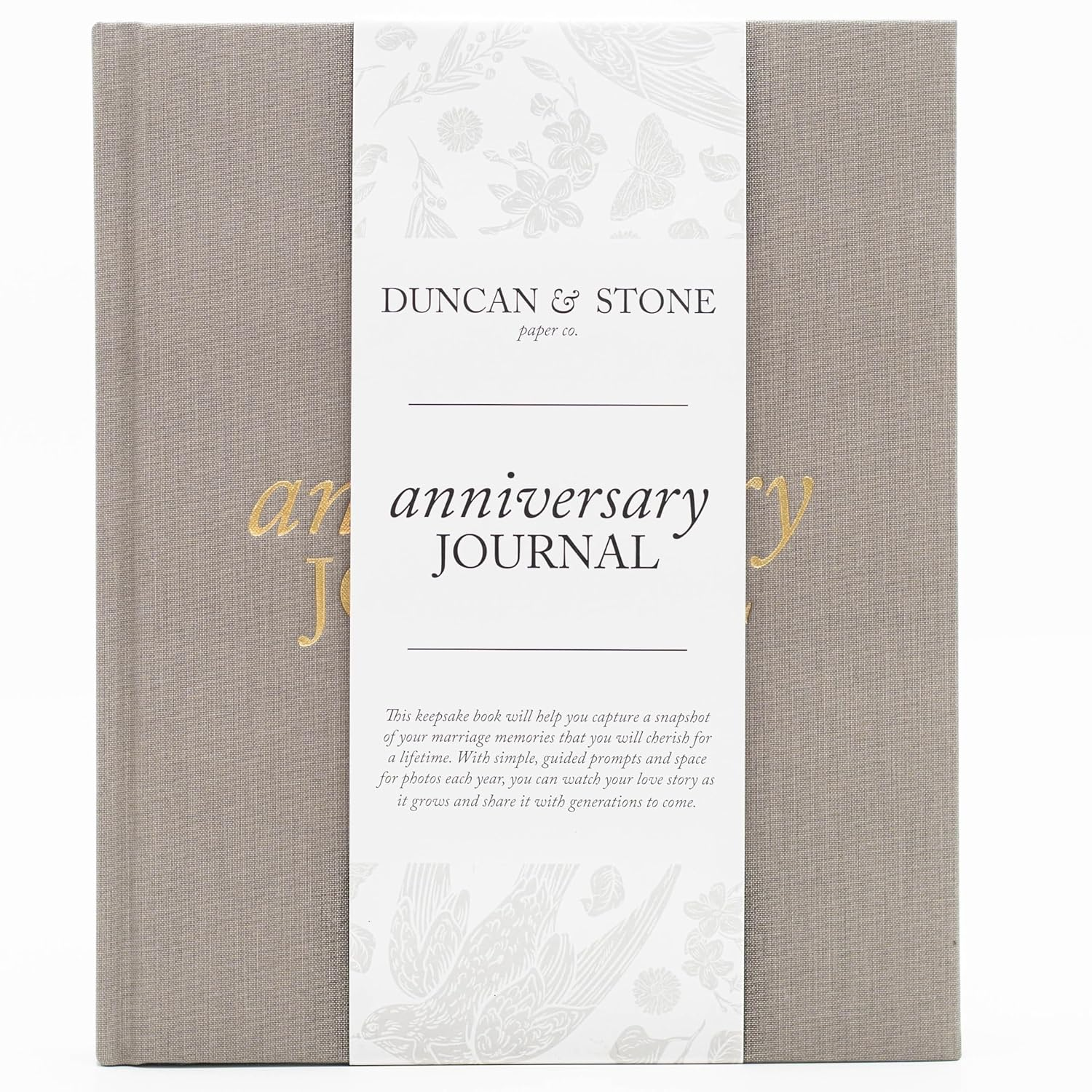 Anniversary Journal by Duncan & Stone - Taupe | Wedding Journal Book for Couples | Marriage Scrapbook Gift | Memory Gifts for Couples | Keepsake for Anniversaries image number 3