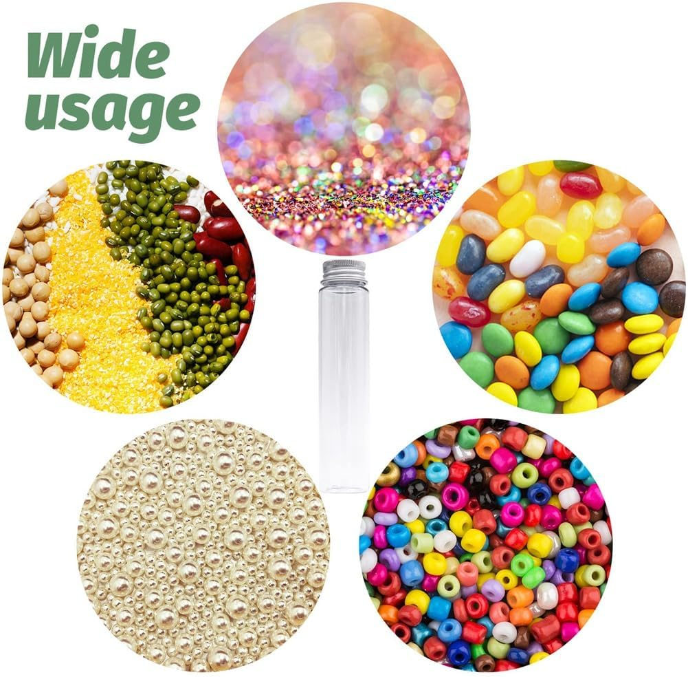 Ysyaxsyt 24 Pcs 110Ml Test Tubes,Clear Plastic Test Tubes with Caps,Flat-Bottomed Bath Salt Containers for Candy,Gumball Candy image number 2