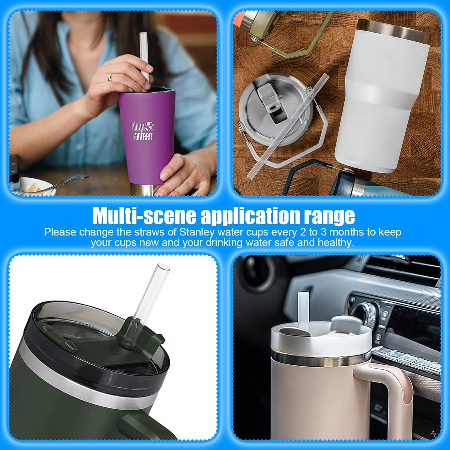 Replacement Straws, 4 Pcs Reusable Straw, Water Bottle Straw Replacement for Hydro Flask Wide Mouth Bottle (40Oz-18Oz) image number 1