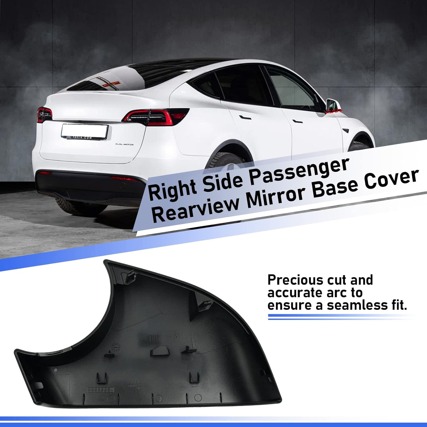 Jaronx Compatible with Tesla Model Y Mirror Bottom Cover 2018-2024, Right Passenger Rearview Mirror Lower Base Cover, Side Mirror Base Cover Replacement for Tesla Model Y Wing Mirror Repair(Right) image number 3