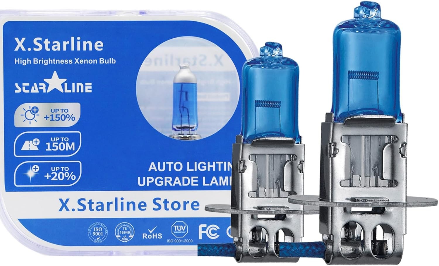 H7 3800K 55W 12V Halogen Headlight, Car Super White Light Lamp Bulbs, Car Headlight Fog Light Lamp Replacement, Pack of 2 (H7)