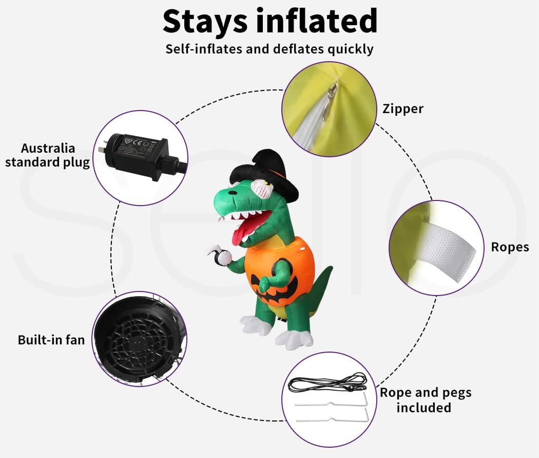 Halloween Decorations Inflatable Party Pumpkin Led Lights Kid Ghost Dinosaur image number 6