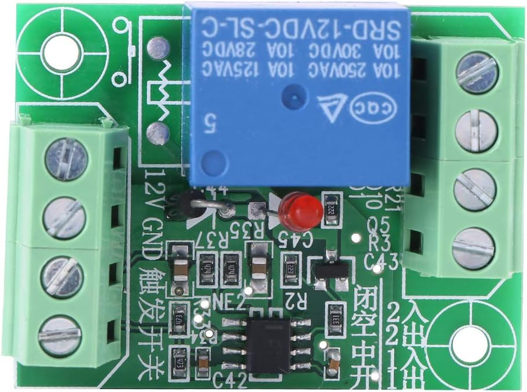 DC12V Single Channel Bistable Relay Control Module with Trigger Switch, 10A Load Capacity, 1.5X3.5X4.5Cm