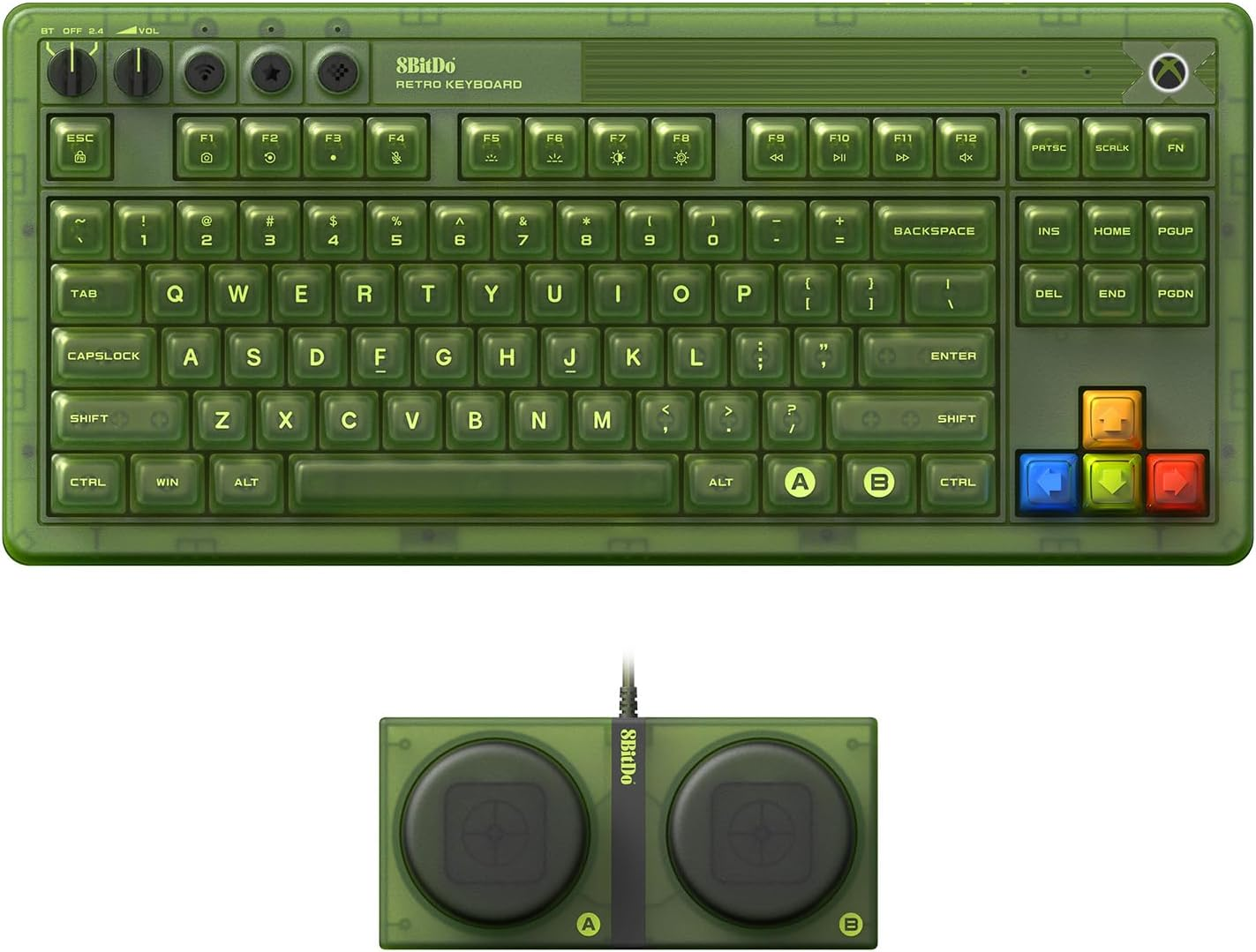 8Bitdo Retro 87 Mechanical Keyboard with RGB Backlight, Bluetooth/2.4G/Usb-C Hot Swappable Wireless Gaming Keyboard for Windows and Android - Xbox Edition (Officially Licensed) image number 6