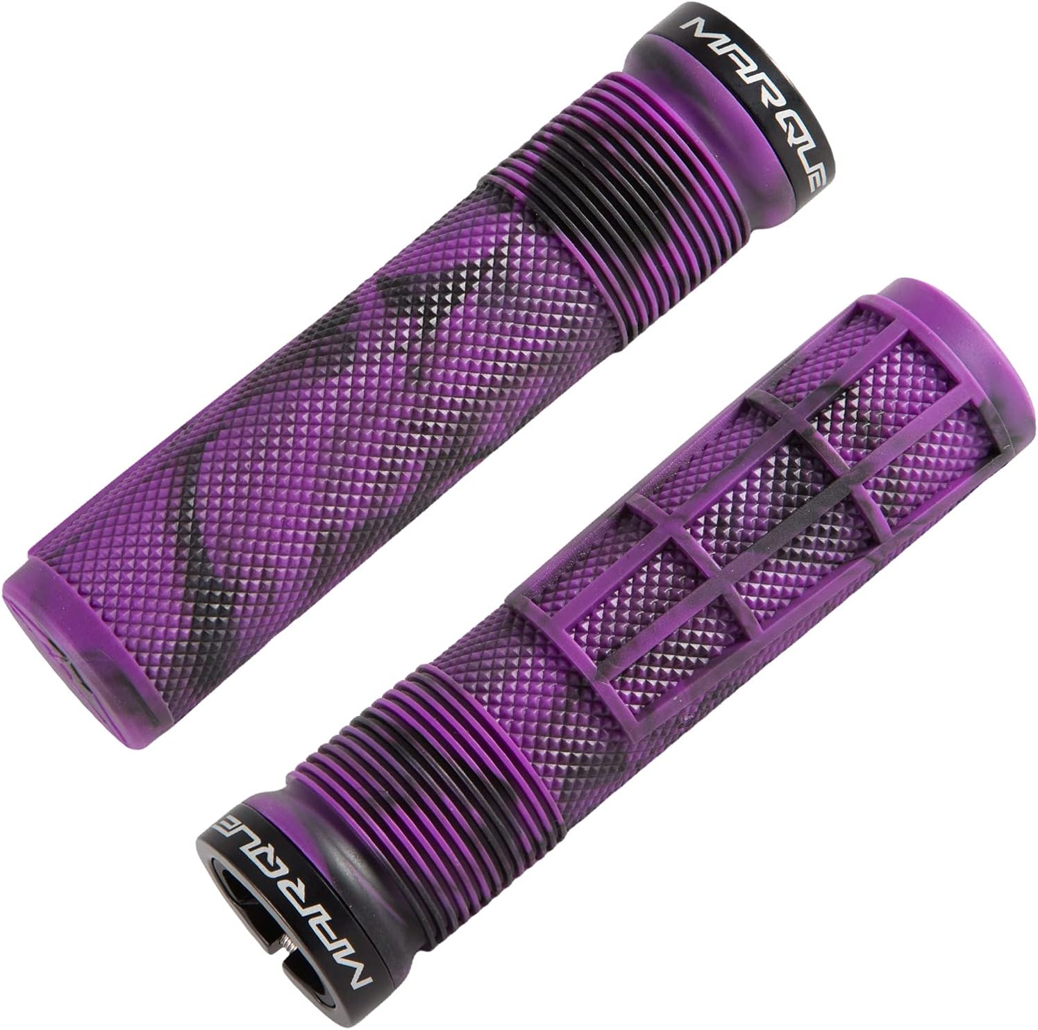 MARQUE Race Mountain Bike Handlebar Grips &ndash; Single Lock-On Ring Collar MTB and BMX Bicycle Handle Bar with Non-Slip Grip, Knurly Gritty Pattern and Half Waffle Pattern - Black image number 5
