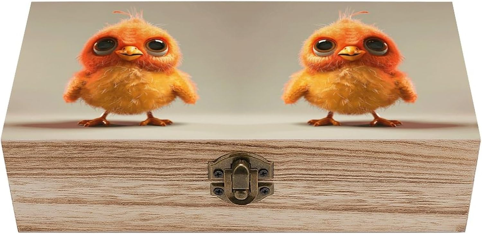 Cute Chicken Wooden Box Wood Wedding Keepsake Boxes with Lids Small Decorative Boxes Lightweight Wooden Memory Storage Box for Crafts Keepsakes Jewelry Photo Letter Storage image number 6