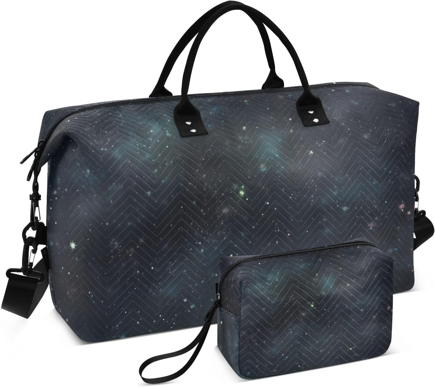 XYMZR Large Travel Duffel Bag, Galaxy Nebula Space Sports Tote Gym Bag, Shoulder Weekender Overnight Bag for Women Men, Carry on Luggage with Toiletry Bags, Multi-Colored, Multi-Colored image number 3