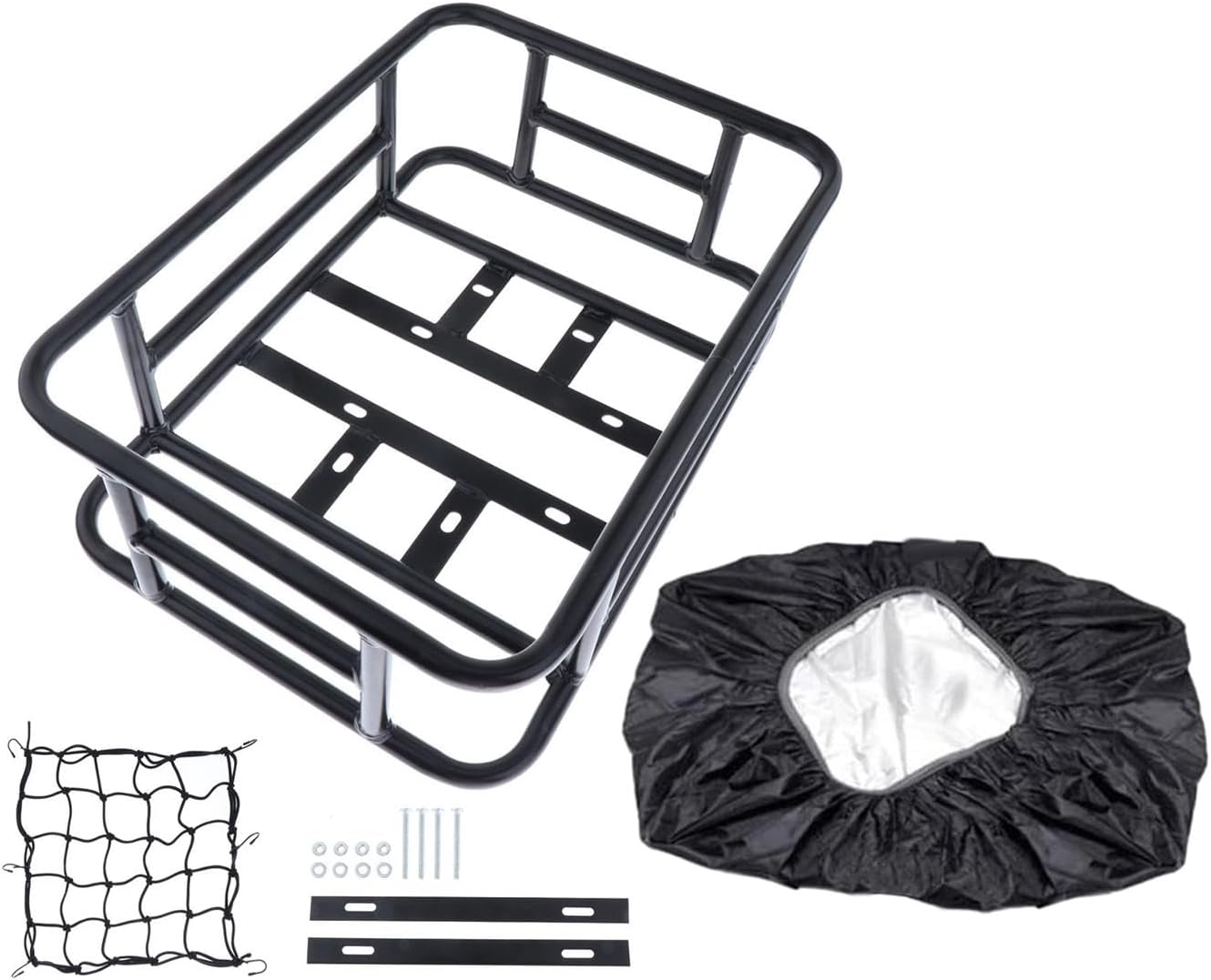 Oshhni Bike Rear Basket Bike Cargo Rack, Durable Lightweight Heavy Duty Takeaways Carrier, Metal Rear Bicycle Basket Bike Rear Rack for Bicycles, Style B image number 5