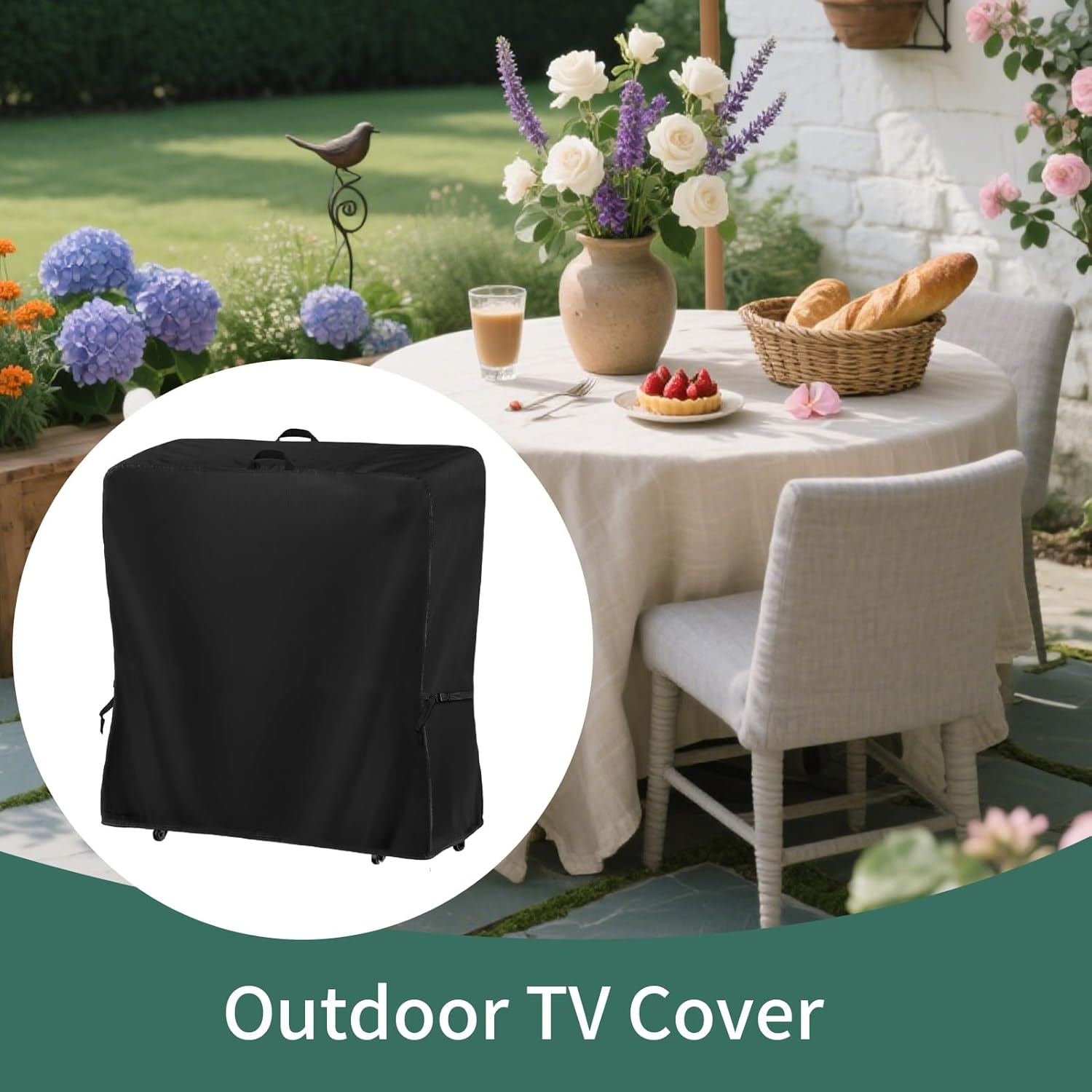 Lmyit TV Covers for Outdoors | Mobile TV Stand Cart Screen Protectors | Weatherproof Dustproof Television Screen Protectors for Garden Lawn Yard Patio Backyard image number 4