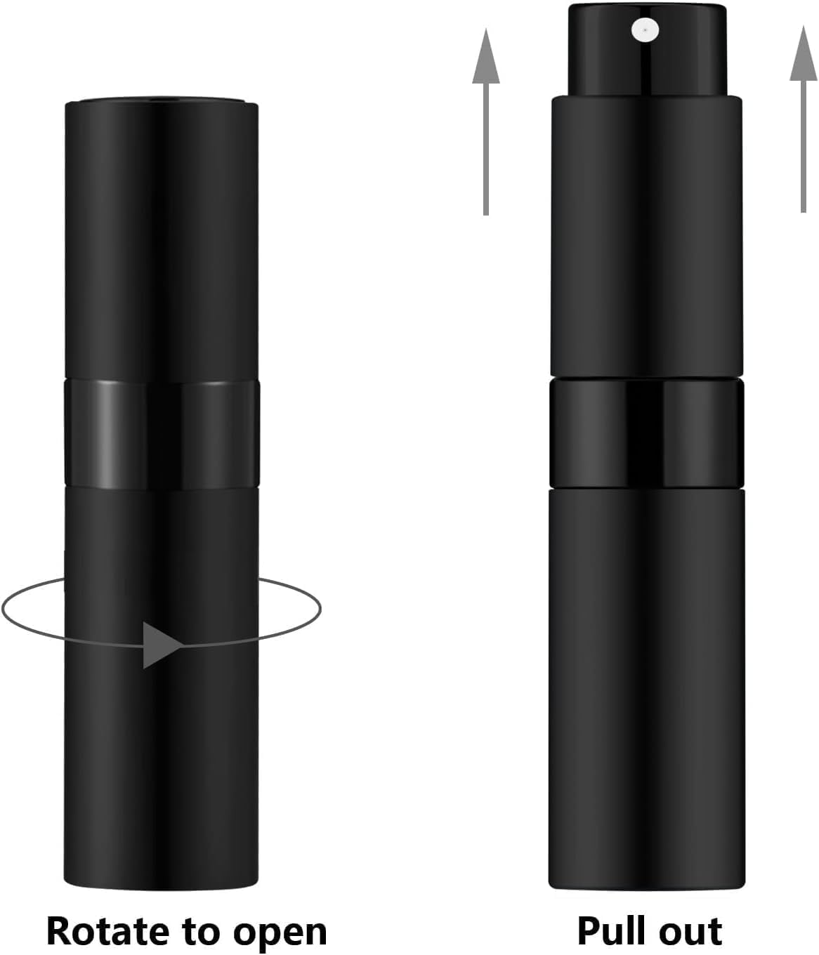 Mini Travel Perfume Atomizer,8Ml Portable Refillable Bottle,Aluminium Twist Type Pocket Fragrance Atomizer for Women and Men (Black) image number 1