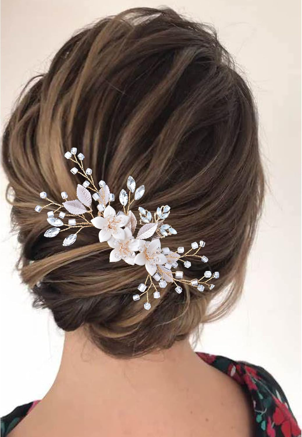 Gold Hair Comb Clip Bridal Crystal Hair Accessories for Brides, Bridesmaid, Prom, Party, Bridal Hair Piece (Comb) image number 2