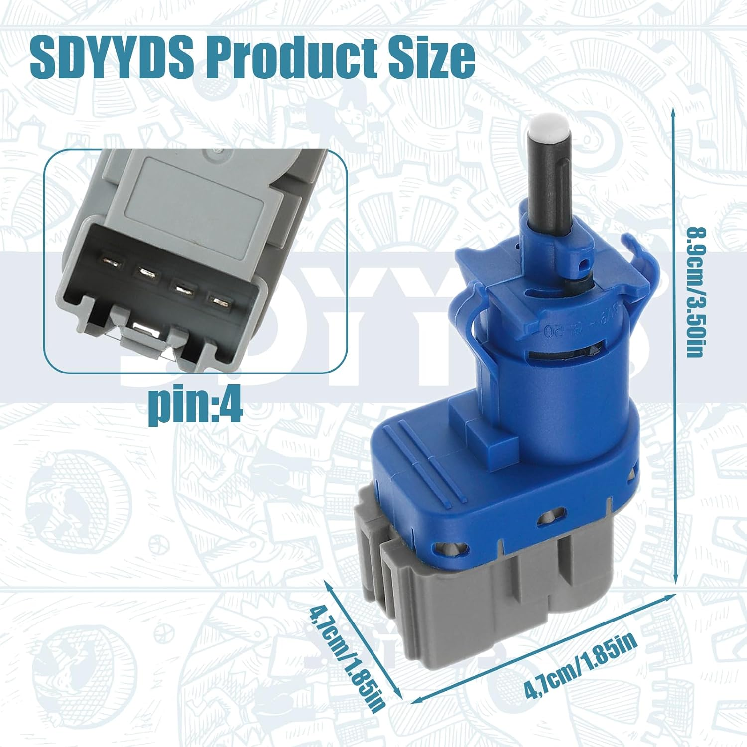 New Brake Light Switch 4Pin Compatible with Ford F-150 F-250 F-350 Focus/Mazda 2 3 5 6 / Lincoln MKC MKT OEM:4838697 / 8T4T-9G854-AA