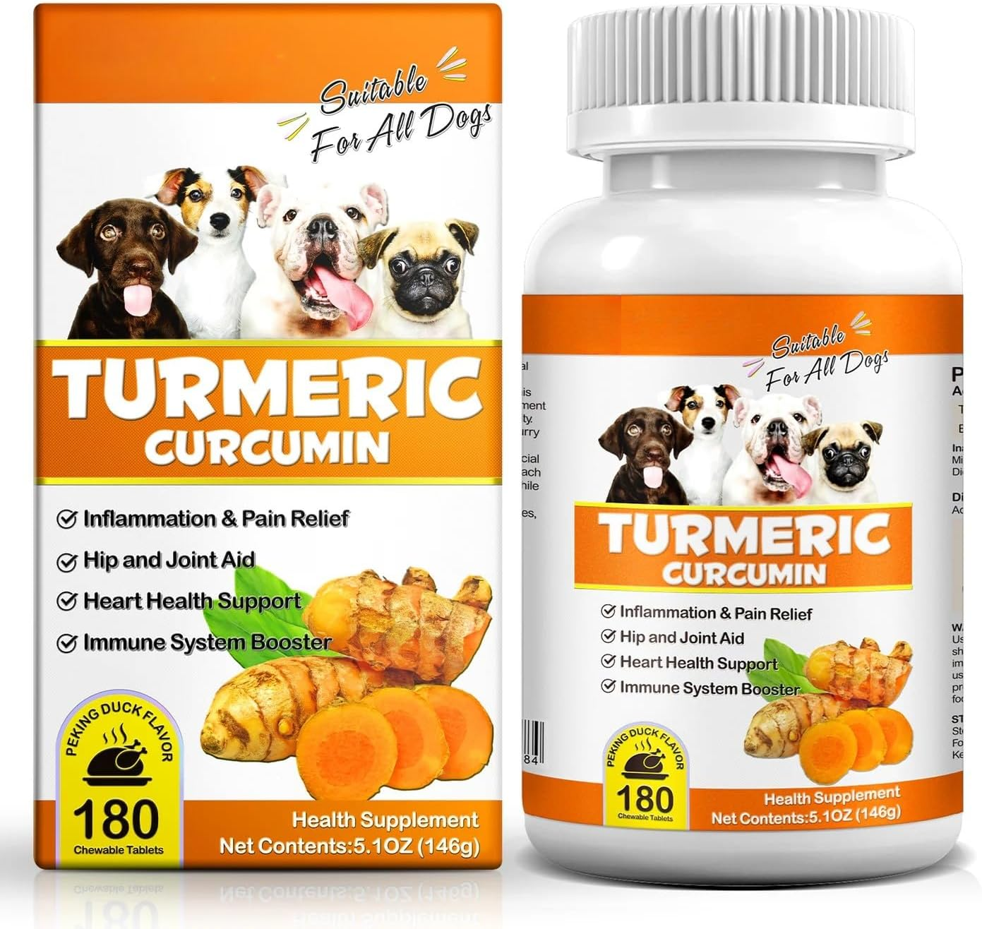 Turmeric & Curcumin Chewable Tablets for Dogs | Supports Joint, Digestive, Heart, and Liver Health | Natural Anti-Inflammatory & Antioxidant | 180 Tablets image number 2