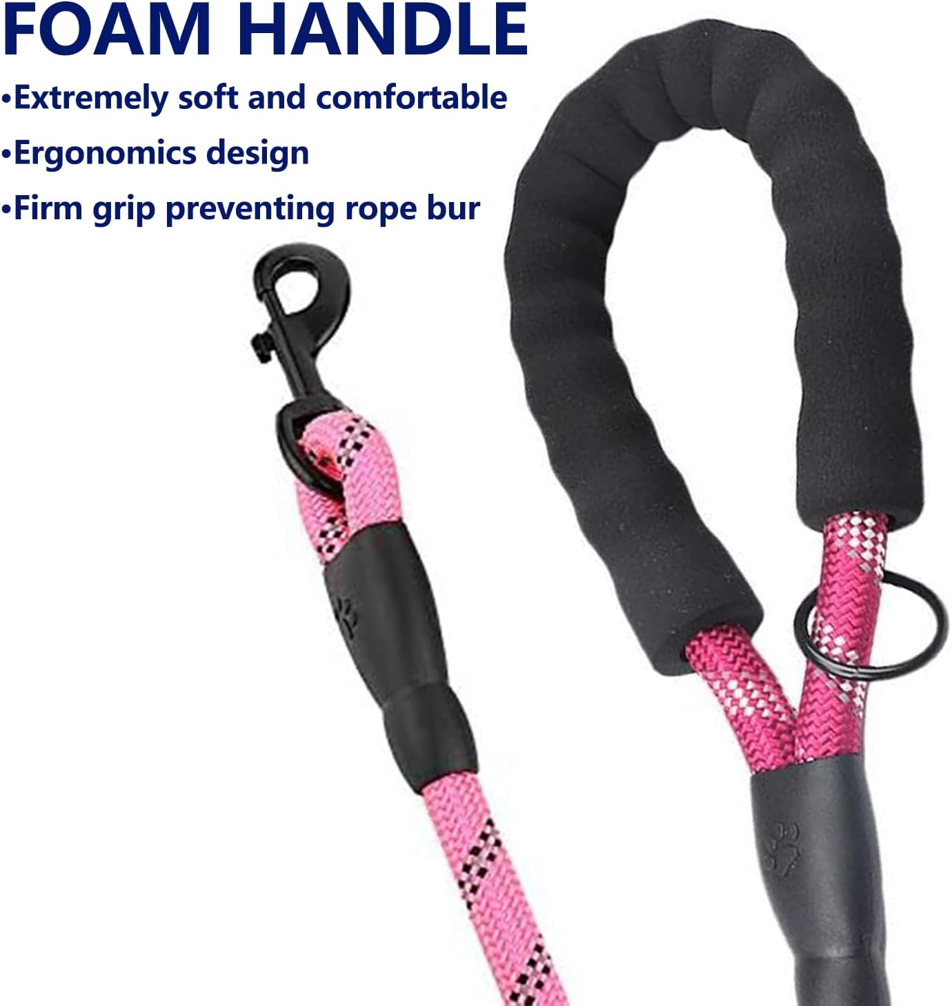 Dog Leash with Double Handles and High Reflective Dog Leash, Non-Slip Pet Dog Leash, Suitable for Small, Medium and Large Dogs (1.2Cm*1.5M, Pink) image number 4