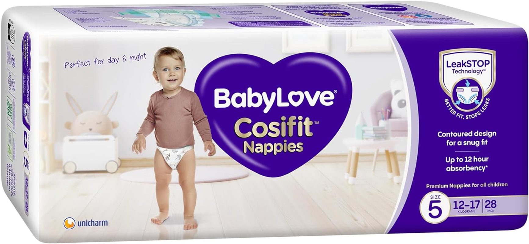 Babylove Cosifit Nappies Size 5 (12-17Kg) | 84 Pieces (3 X 28 Pack) image number 2