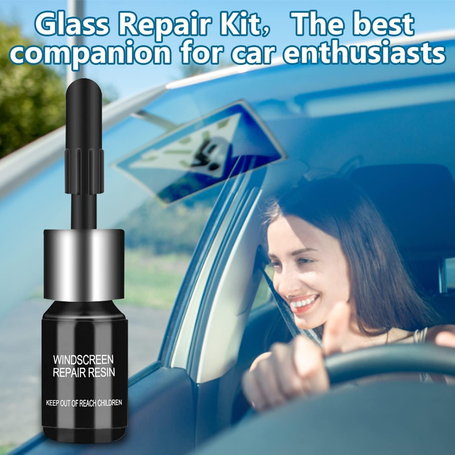 Windshield Repair Kit, Windshield Repair Kit for Chips and Cracks, Car Glass Repair Kit, Cracks Gone Glass Repair Kit, Automotive Glass Nano Fluid Windshield Crack Repair Kit for Chips (Blue-1) image number 1