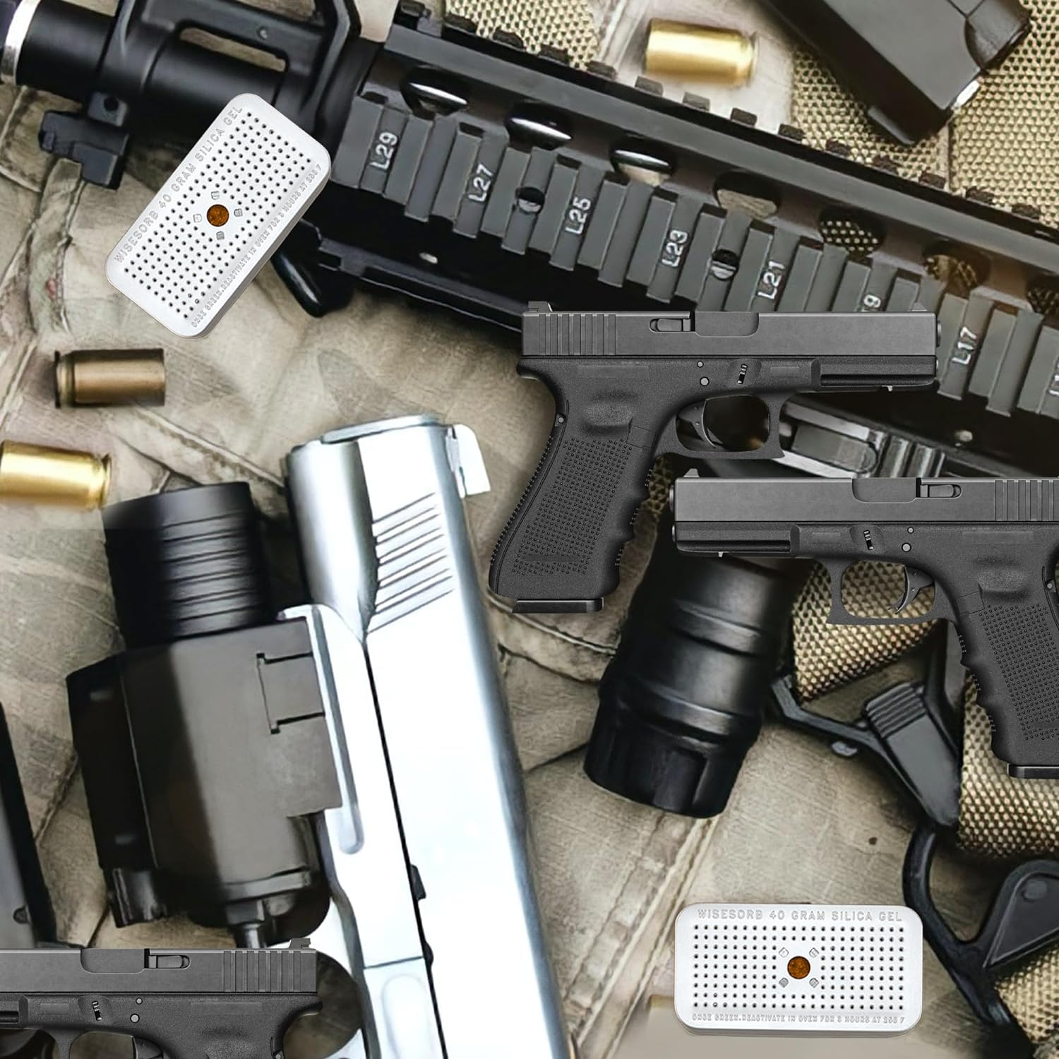 Wisesorb 5 Packs 40G Indicating Silica Gel Dehumidifier Desiccant Tin Canister, Wisetin Orange to Green Color Changing, SG-40 No Cobalt (II) Chloride-Reusable (Pack of 5) image number 3