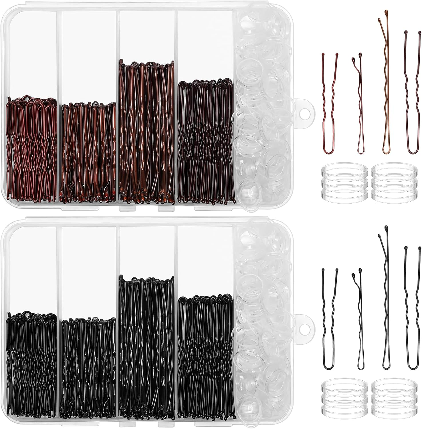 Dusaniyali 600 Piece Hair Pins Set, Metal Wavy Shape Hair Clips, Hairpin Black and Brown, U Hair Clips, Bun Pins, Hair Accessories with Storage Box image number 4