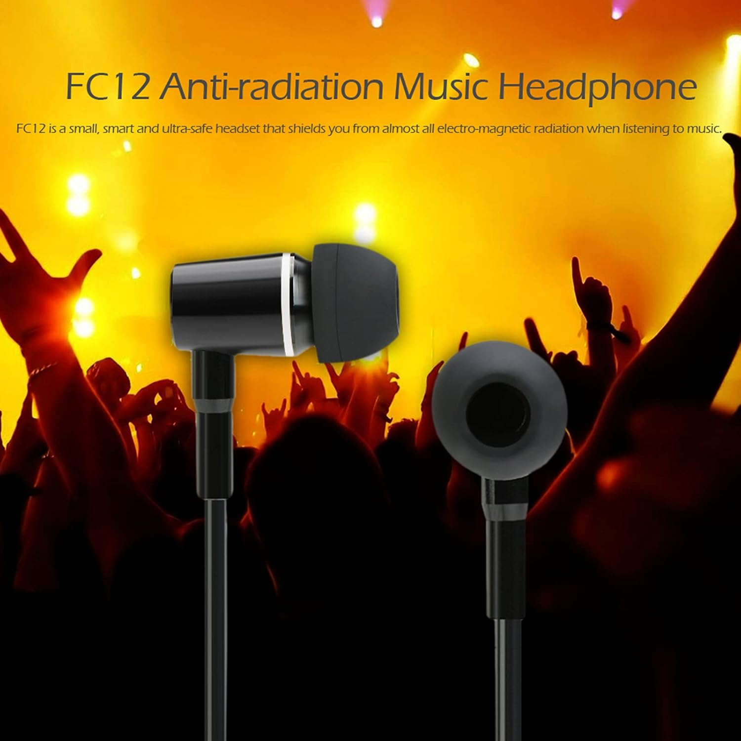 SHANGLIN FC12 Stereo Music Headset Air Tube 3.5Mm Anti-Radiation Earphone In-Ear Headphone Radiation Free Noise Reduction Line Control with Mic Black for Smart Phones Desktop Notebook Tablet PC image number 3