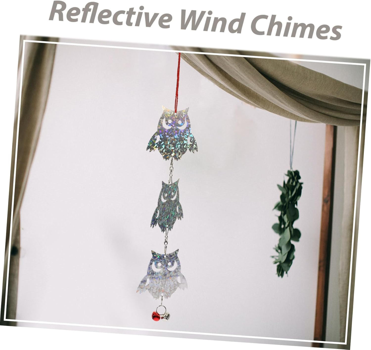Reflective Device Wind Chime Bird Deterrents Pendant Bells Rhombus Disc Iron Sturdy Hanging Decor for Porch Garden image number 2