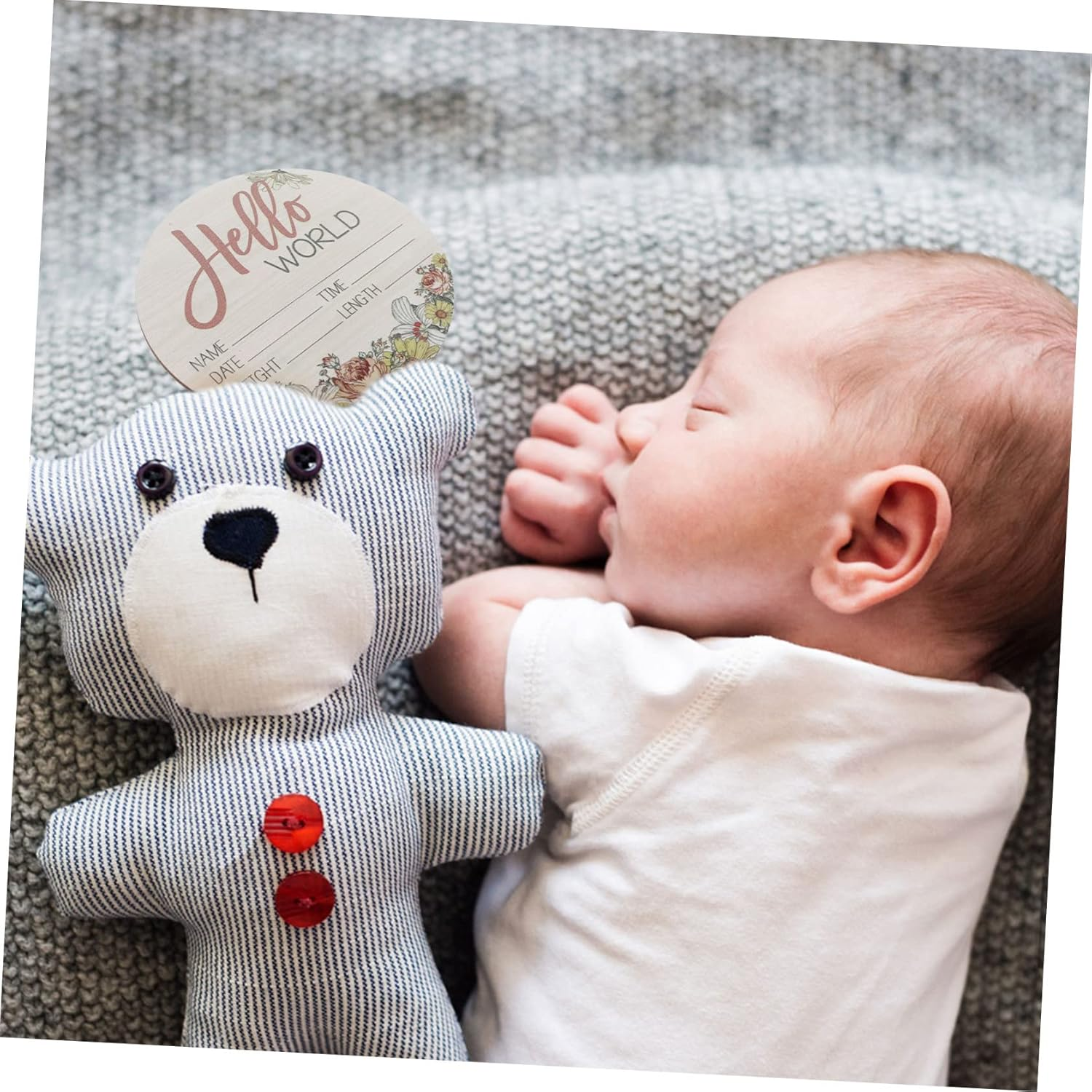 Wooden Birth Announcement Sign Premium Photo Prop for Newborns Nursery Name Plaque Shower Parents image number 4