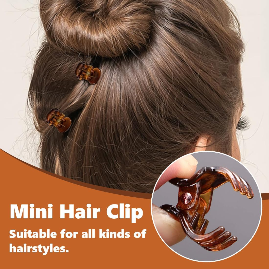 Pack of 36 Mini Hair Clips, Mini Plastic Hair Claw Clips, Non-Slip Handle, Small Jaw Clips for Girls and Women, Black, Tortoiseshell image number 2