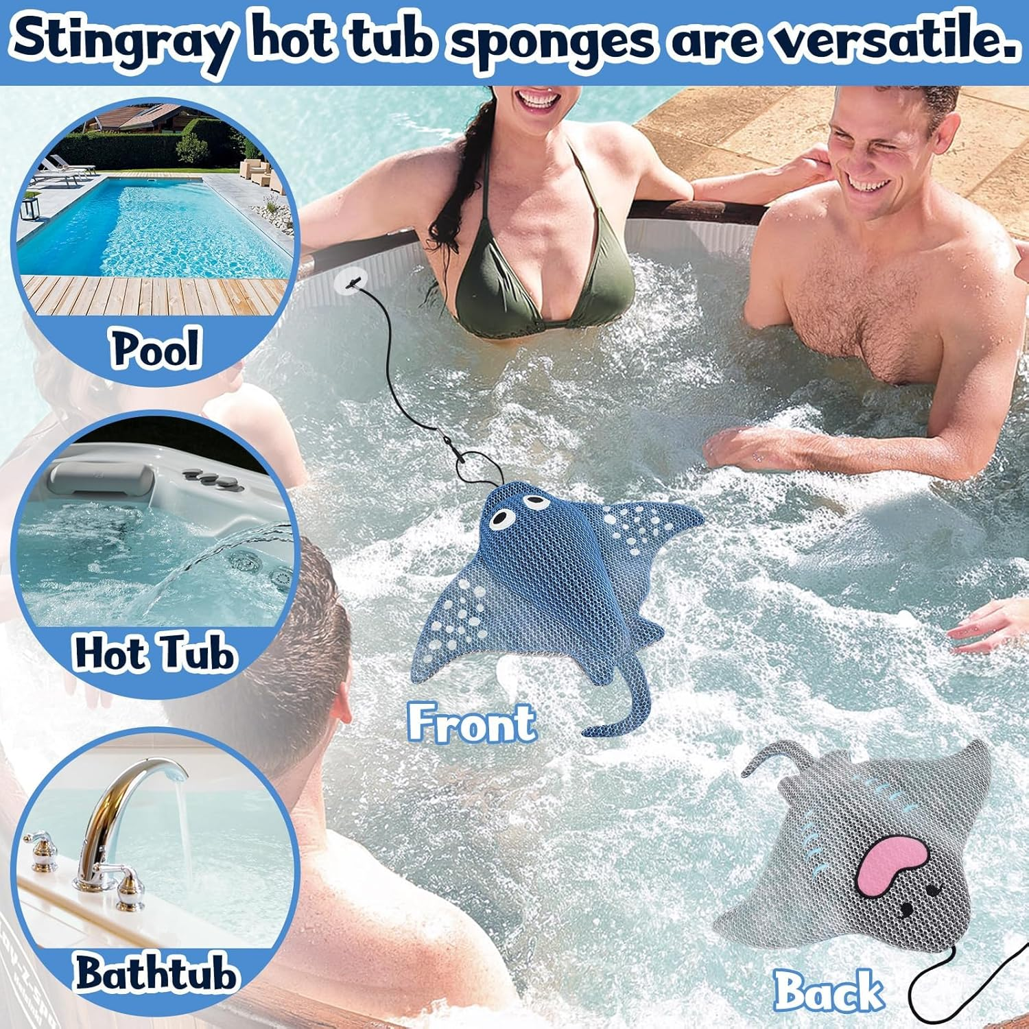 Stingray Hot Tub Scum Absorber, Reusable Washable for Spa Scum Ray Floating, Hot Tub Oil Absorber Cleaner Accessories for Adults image number 4