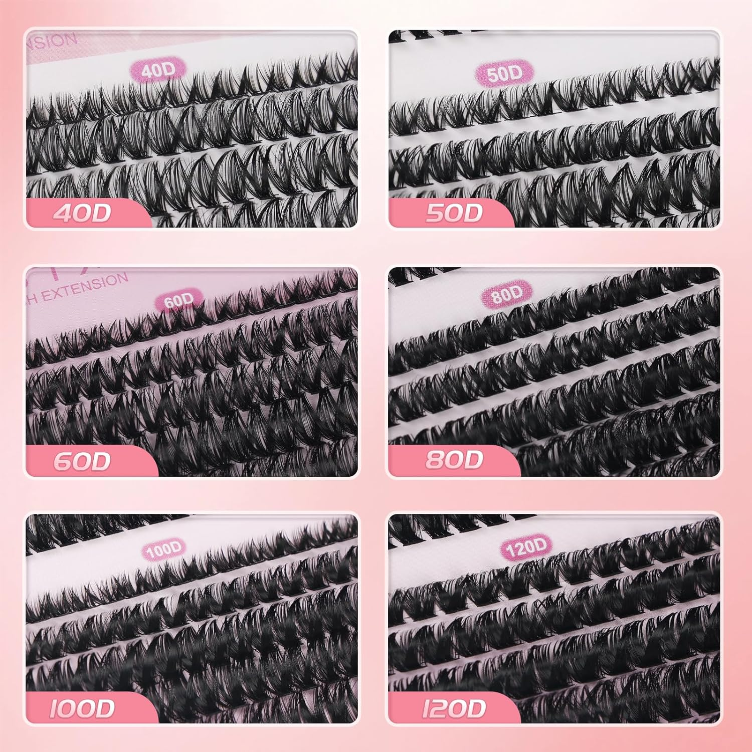 SIISTAS Individual Eyelashes 80D+100D+120D Cluster Lashes DIY Eye Lashes Fluffy Russian Eyelashes Extensions 8-16MM Volume Lash Clusters D Curl Durable Eyelash Clusters for Girls and Women(B07) image number 1