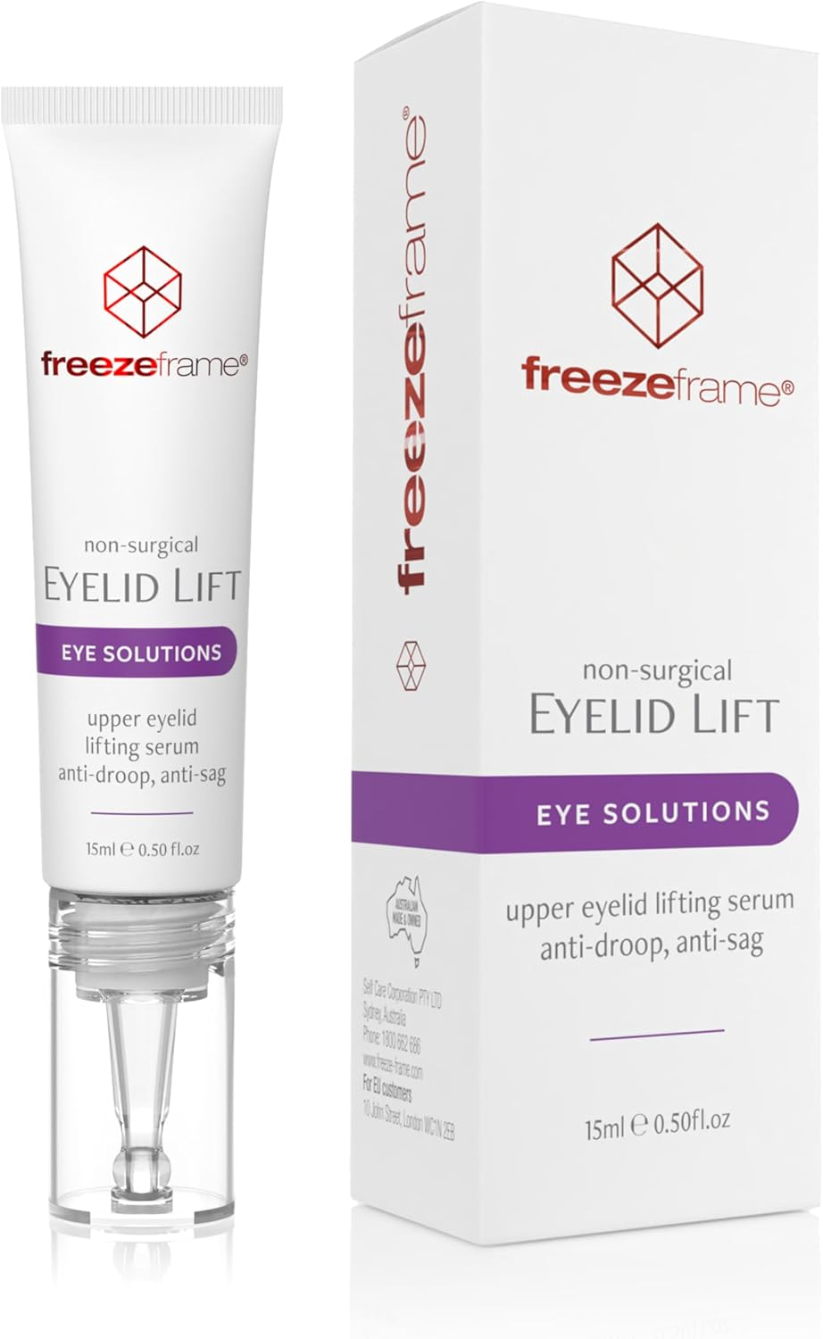 Freezeframe - BUNDLE SET EYELID LIFT, Clinical Lifting Eye Gel and Eye Serum, Visibly Lifts the Appearance of Sagging Eyelids and Visibly Opens Eyes, Anti-Droop, Anti-Sag Treatment with Bio-Mimetic Peptides and Hyaluronic Acid (15Ml) image number 2