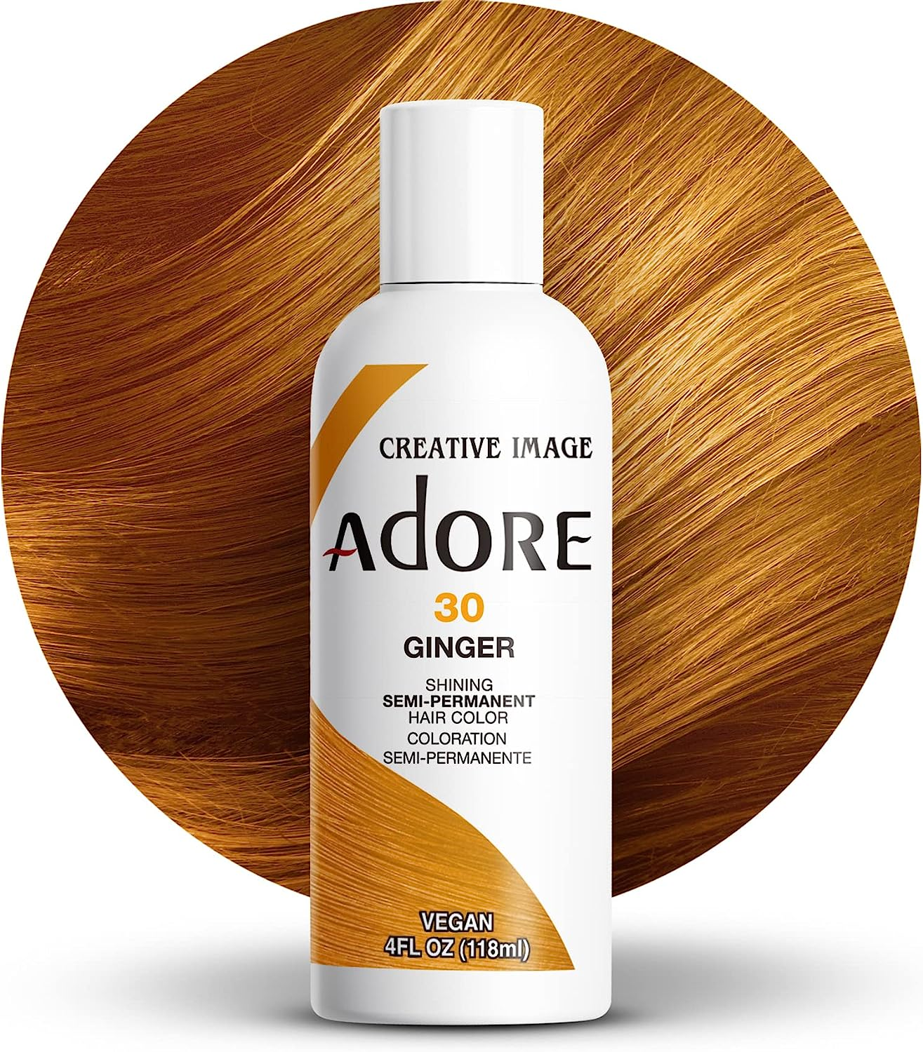 Adore Semi Permanent Hair Color - Vegan and Cruelty-Free Orange Hair Dye - 4 Fl Oz - 030 Ginger (Pack of 1) image number 2