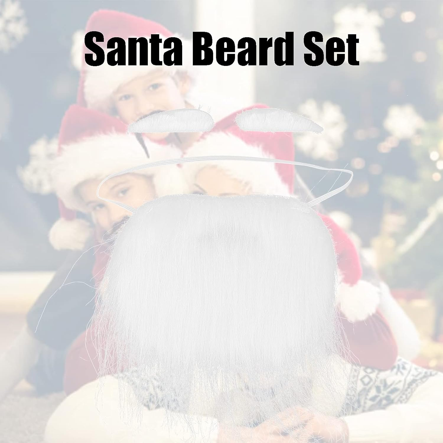 White Fake Beard, White Beard Santa Beard Set Funny Santa Beard for Christmas Party image number 2