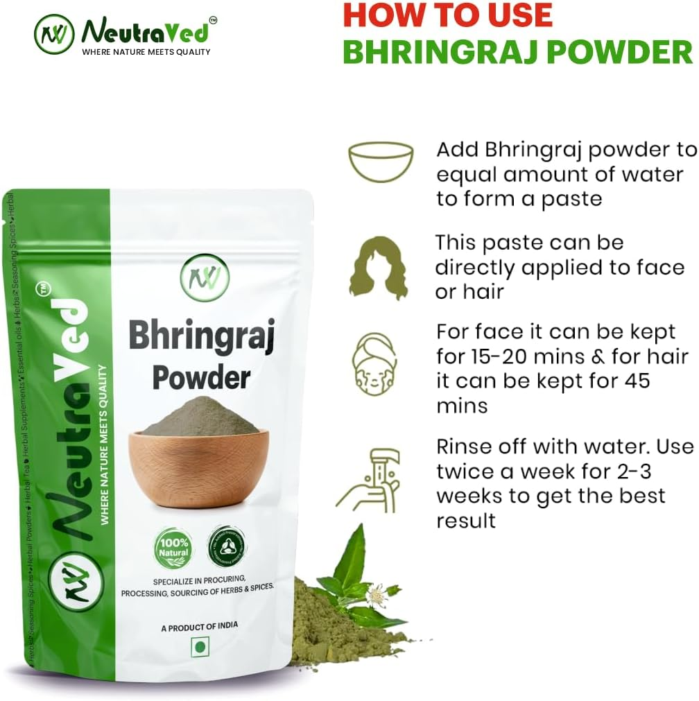 Neutraved Bhringraj Powder| Natural Bhringraj Powder for Hair - 200G image number 2