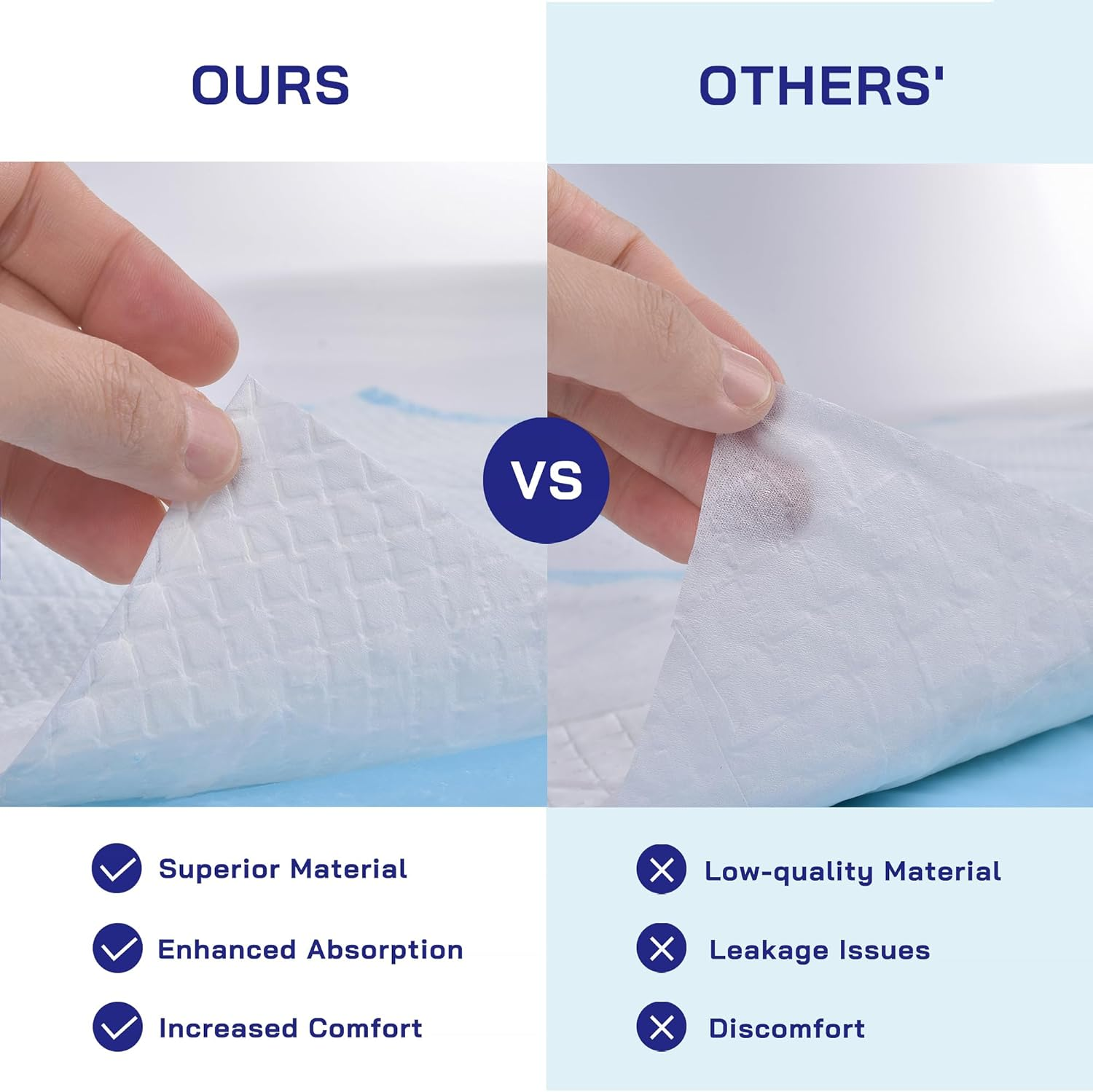 Felic Pet Training Dog Pee Pads 60X60Cm, 100-Count Thicken 6-Layer Leak-Proof and Super Absorbent Dog Pee Pads Disposable Fast Drying Pee Mats for Puppies Dogs Cats Rabbits Pets (1Pack-100Pcs) image number 4