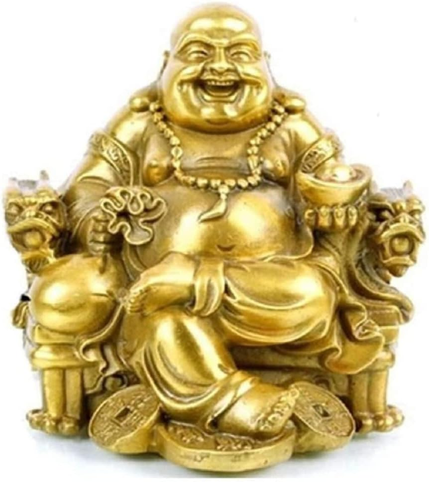 WEALTHCOMING Fengshui Decor Laughing Buddha Statue for Lucky & Happiness, God of Wealth Statue,Brass Buddhist Statues and Sculptures Home Decor Congratulatory Gifts (X-Large) image number 6