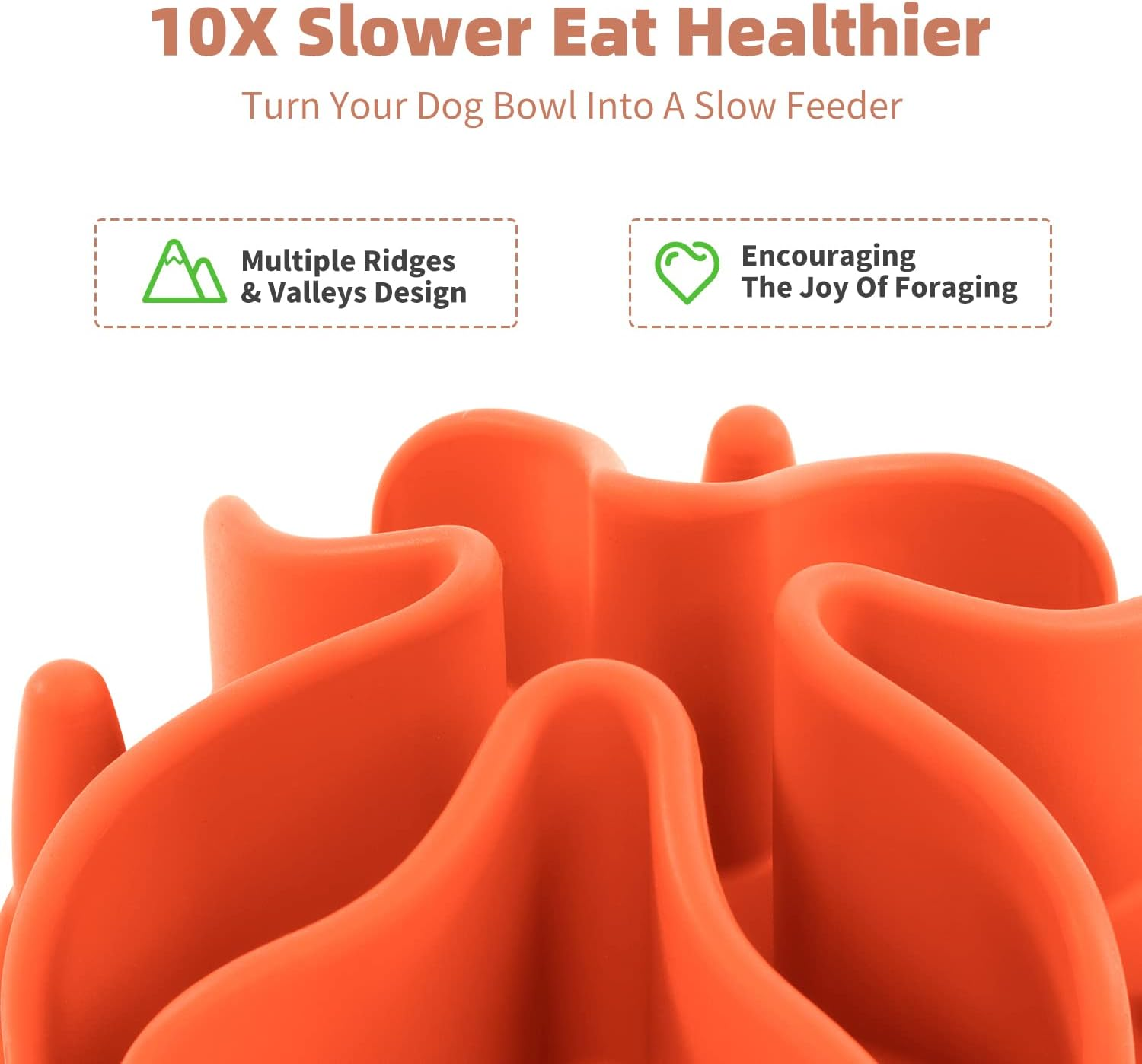 Jaoul Cat Slow Feeder Insert,Dog Bowls Small Slow Feeder,Puzzle Design with 21 Octopus Suction Cups for Small Breed Dog Bowls Cat Bowls 4" (Orange) image number 5