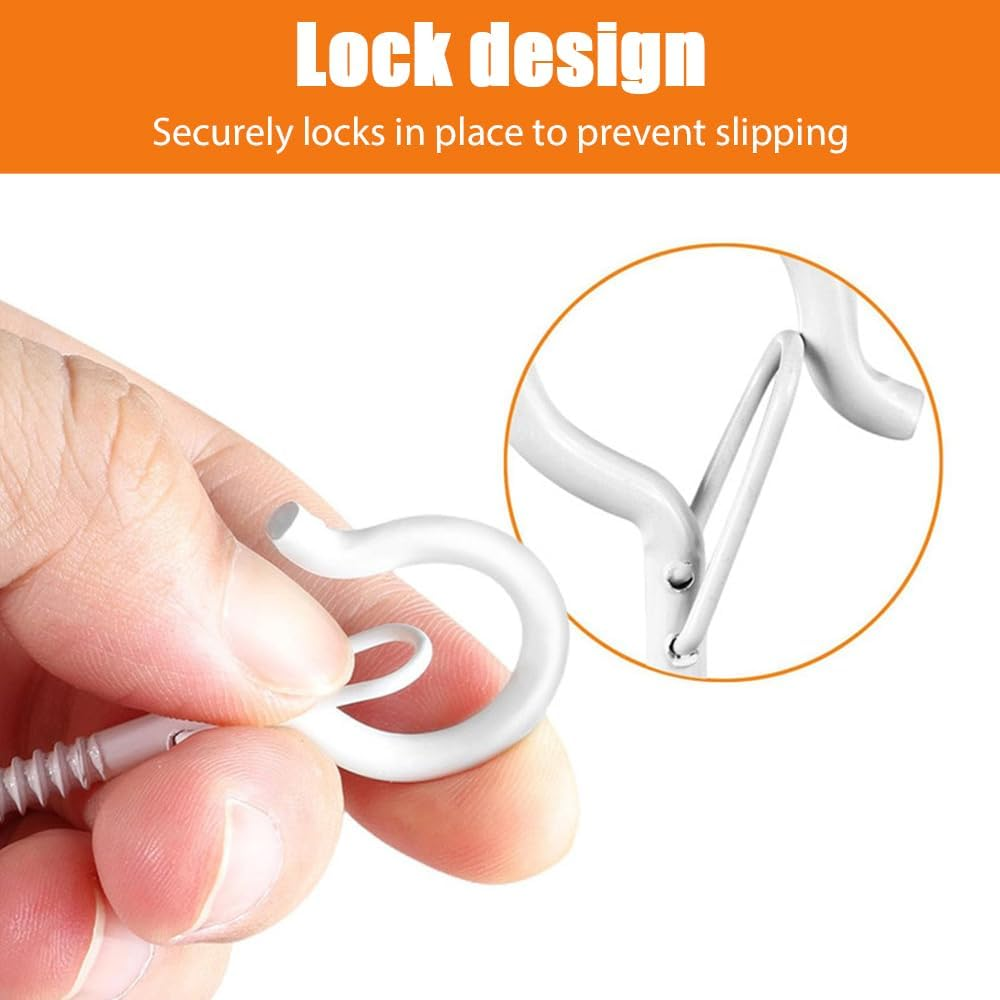 4 Pack Heavy Duty Ceiling Hooks for Hanging Planters, Bird Feeders, Lanterns and Outdoor Decorations &ndash; Strong Self-Adhesive Hooks for Home and Garden Use (White) - White And Black image number 6