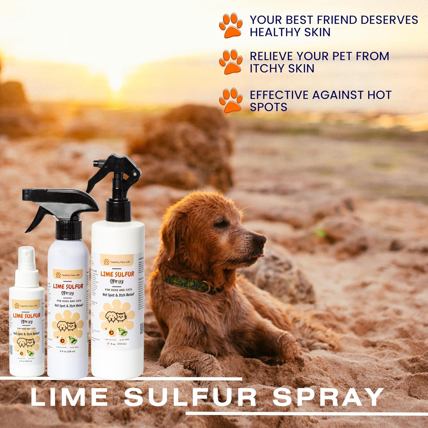 Healthy Paw Life Lime Sulfur Spray - Pet Care for Dry and Itchy Skin - Spotcare and Safe Solution for Dog, Cat, Puppy, Kitten, Horse (4 Oz) image number 4
