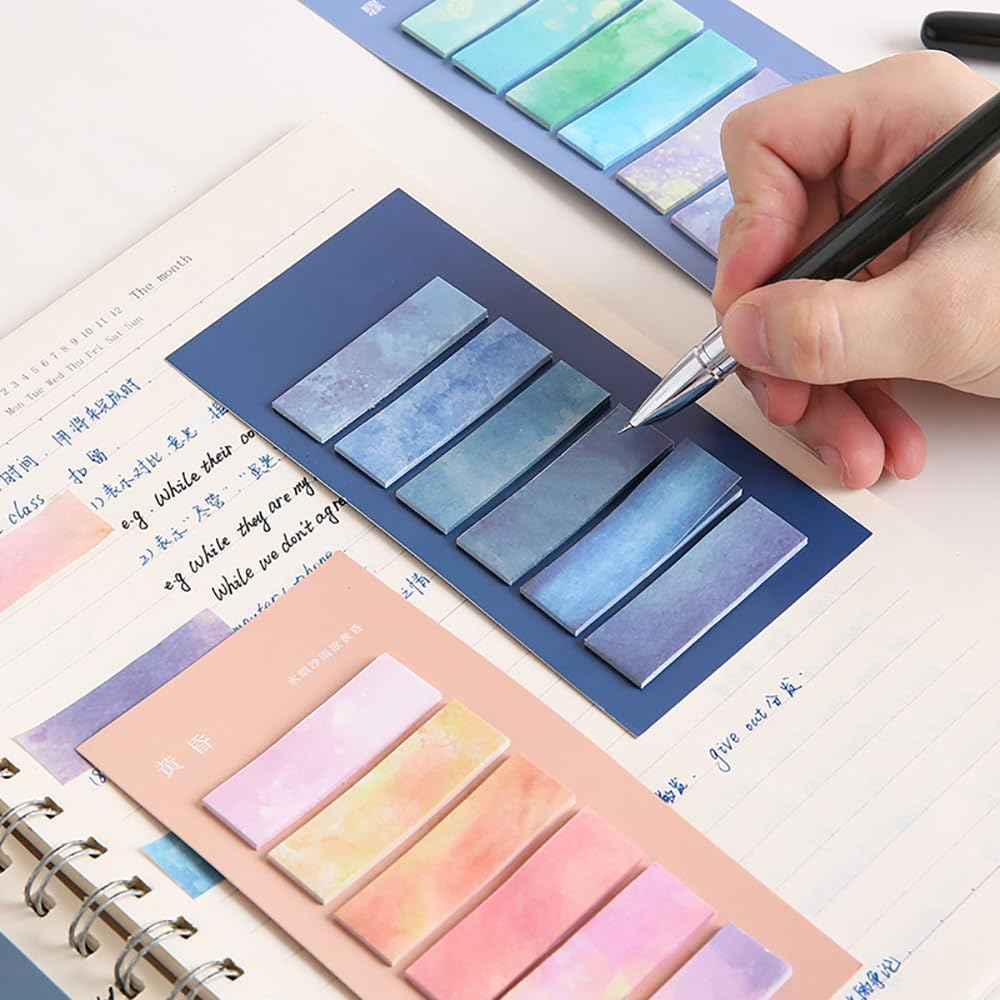 YJSPARKK Sticky Index Tabs Page Markers,8 Pack Gradient Writable and Repositionable Book Flags Markers Label Stickers Index Tabs Notes for Page Marking Classify File（Random） image number 2
