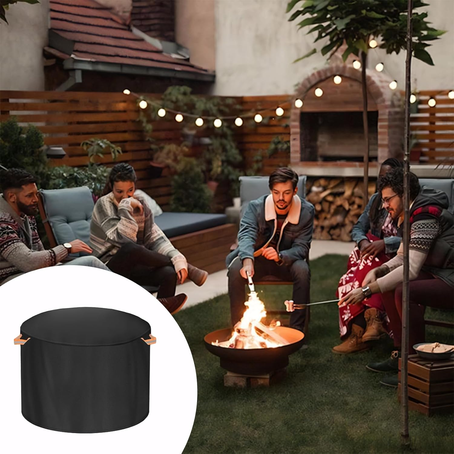 Fire Pit Cover for Solo Stove Bonfire 22 Inch，Firepit Covers round Outdoo,600 anti UV& Waterproof Smokeless Fire Pit Cover,For Gas/Table/Bowl Fire Pits (Bonfire - 22&rdquo;D X 16&rdquo;H) image number 3