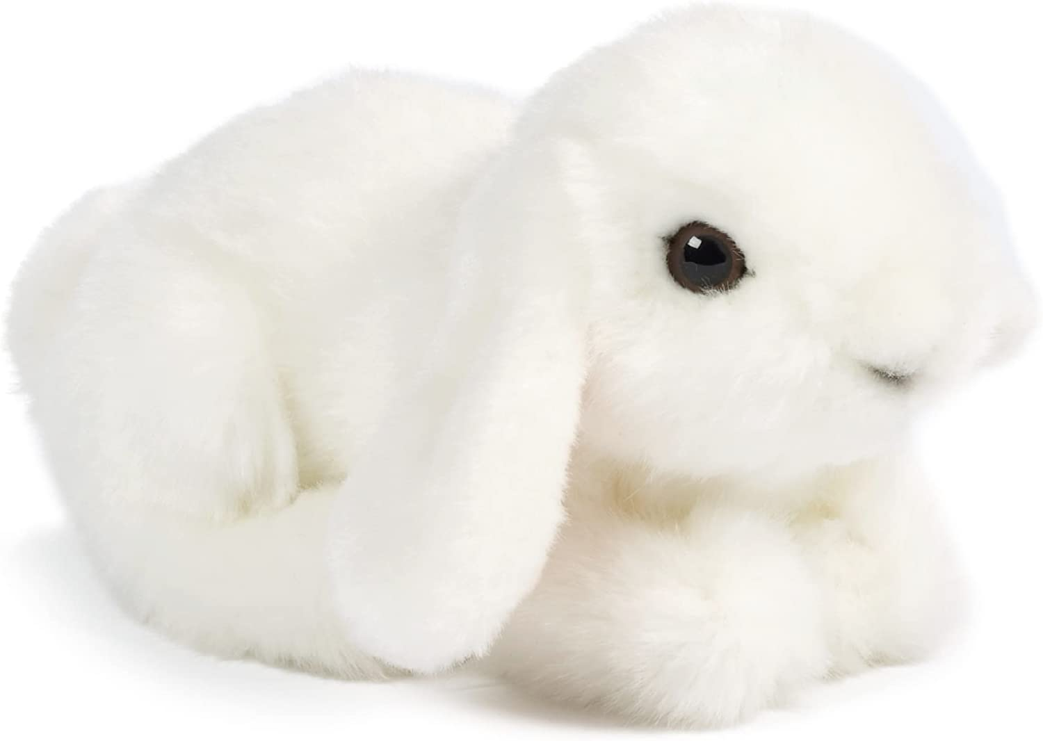 Living Nature Small White Lop Eared Bunny Plush Toy, 18Cm, Realistic Pet Animal, Soft and Cuddly Toy for Kids, Eco-Friendly, Made with Naturli Recycled Materials, Includes Educational Fact Tags.