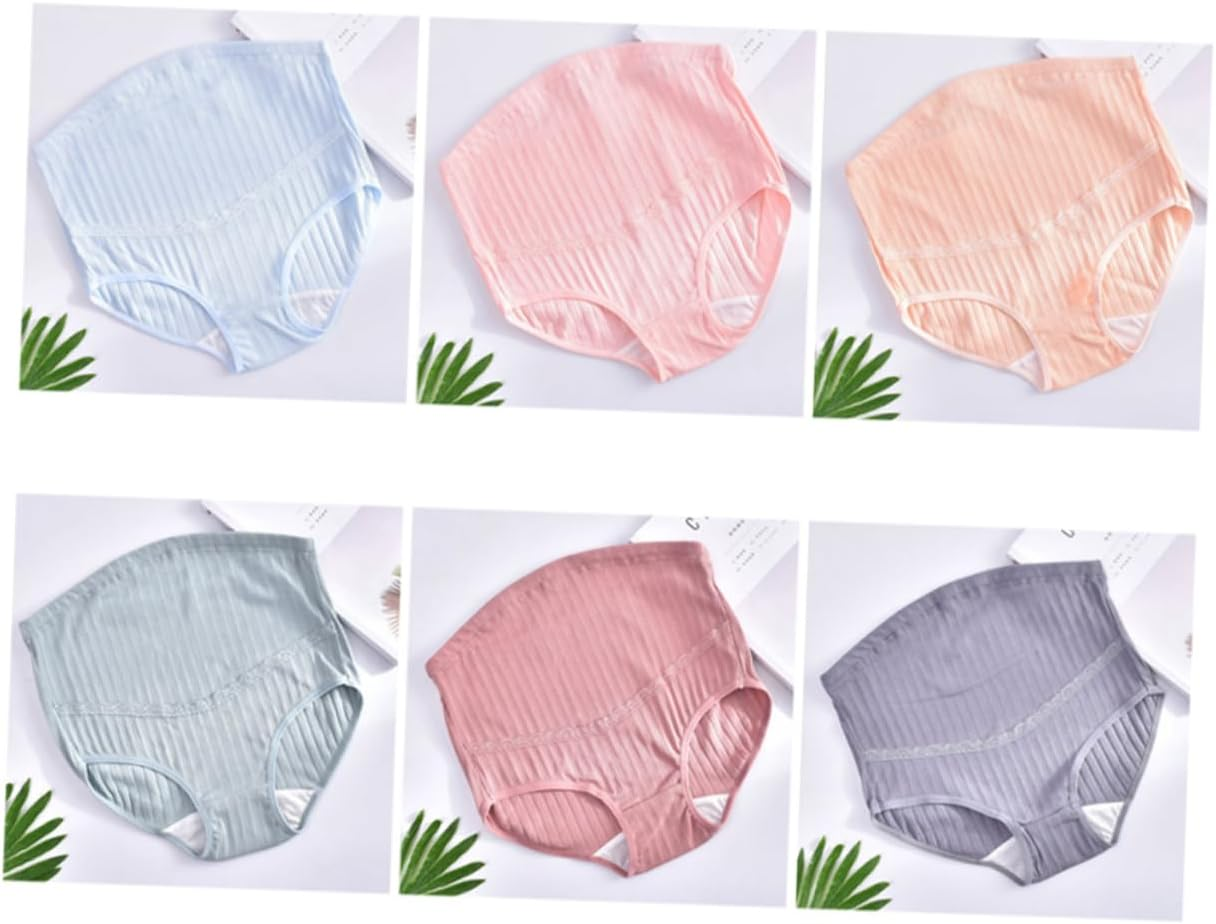 3Pcs High Waist Cotton Maternity Panties Splice Stomach Lift Adjustable Nursing Underwear for Pregnant Women Comfortable Breathable Soft Fabric