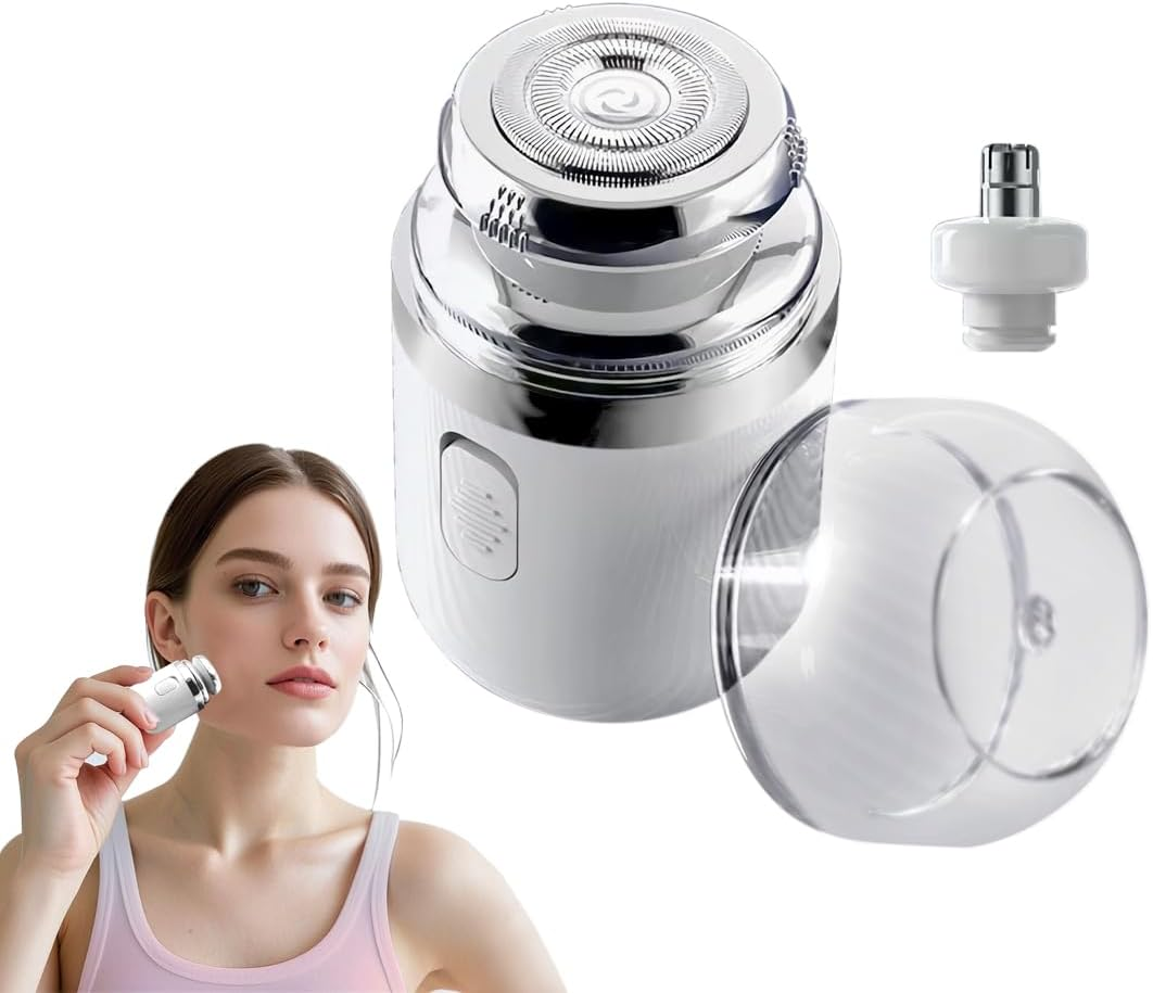 Reelau Flawless Facial Hair Remover for Ladies, Electric Travel Razor for Women Painless Removal of Facial Hair Rechargeable Mini Travel Trimmer for Women Travel Essentials Razor for Sensitive Skin