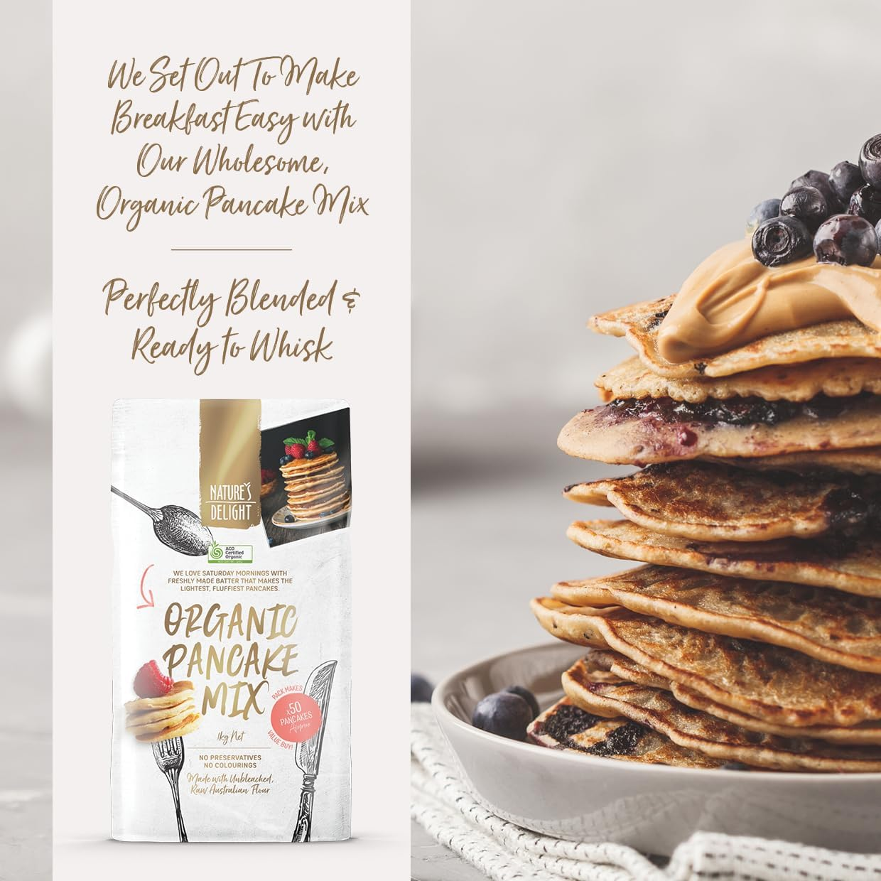 Natures Delight Organic Pancake Mix 1KG