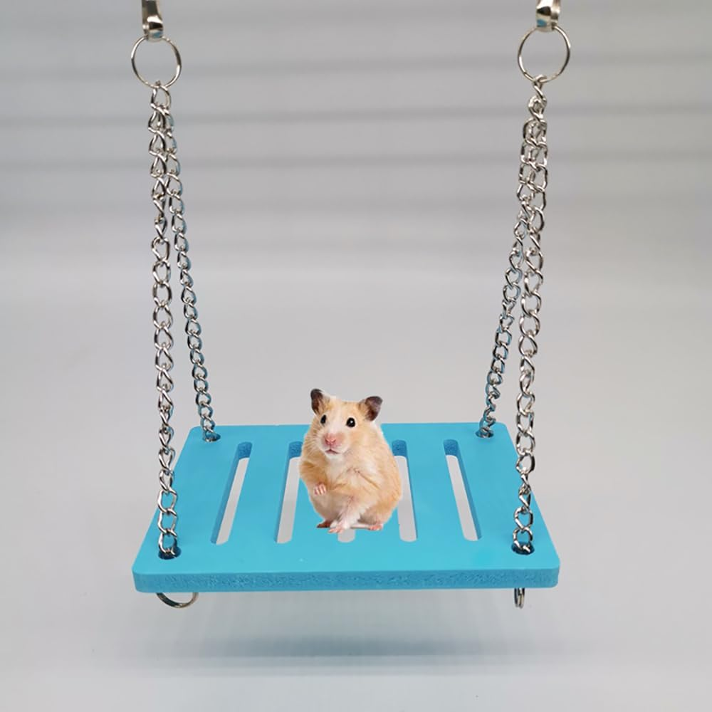 Hamster Toy, Set of 3 Hamster Accessories Set Rocker Swing Rainbow Bridge DIY Hamster Toys Training Toy Cage Decor Exercise Toy for Hamsters Rats Gerbils Small Animals image number 6